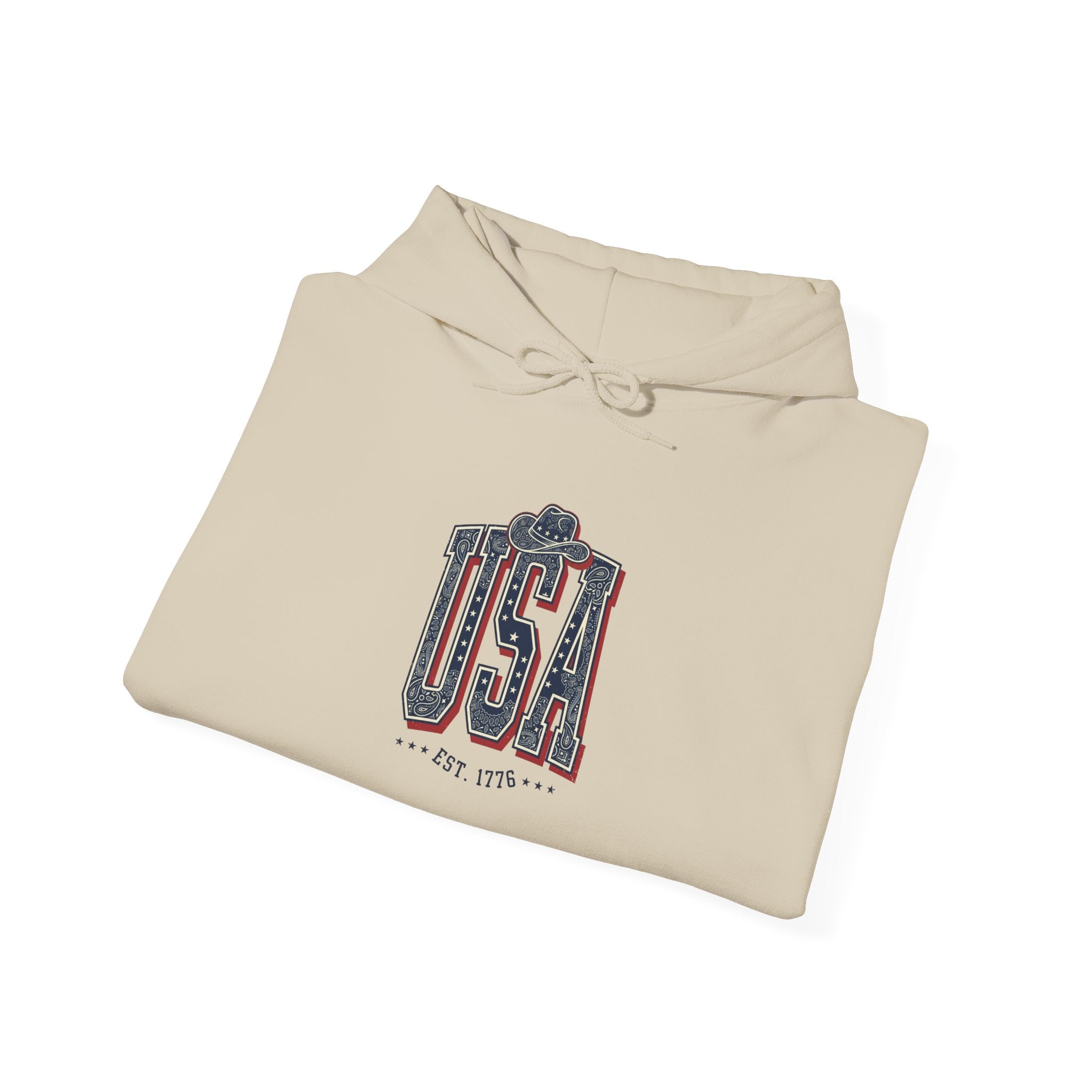 Vintage USA Typography Hoodie | 4th of July Patriotic Americana