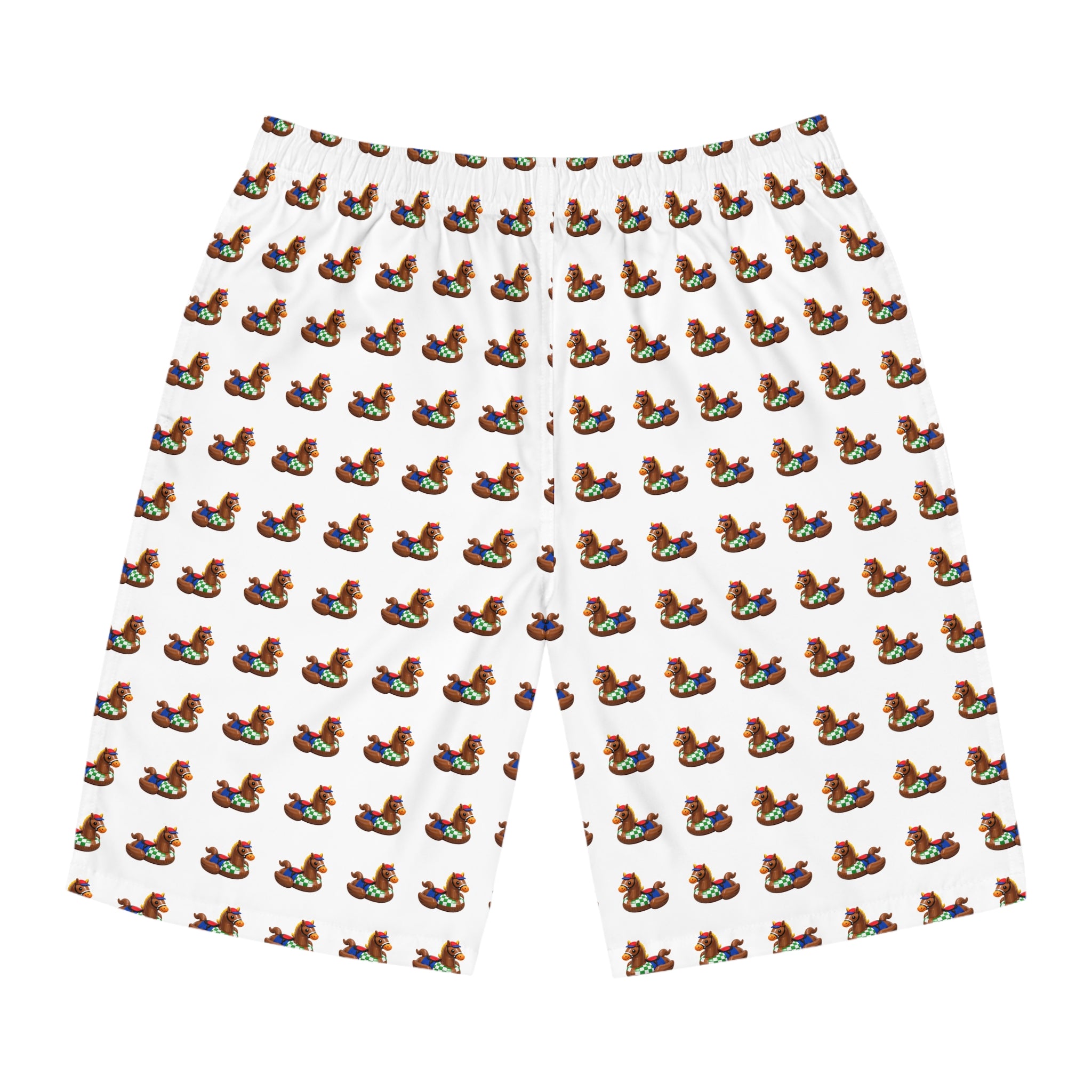 Duck Horse Pattern Men's Board Shorts — Cute Retro Rubber Horse Duck Swim Trunks