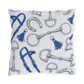 Equestrian Bits and Bridle Outdoor Pillow  Blue Horse Tack Pattern