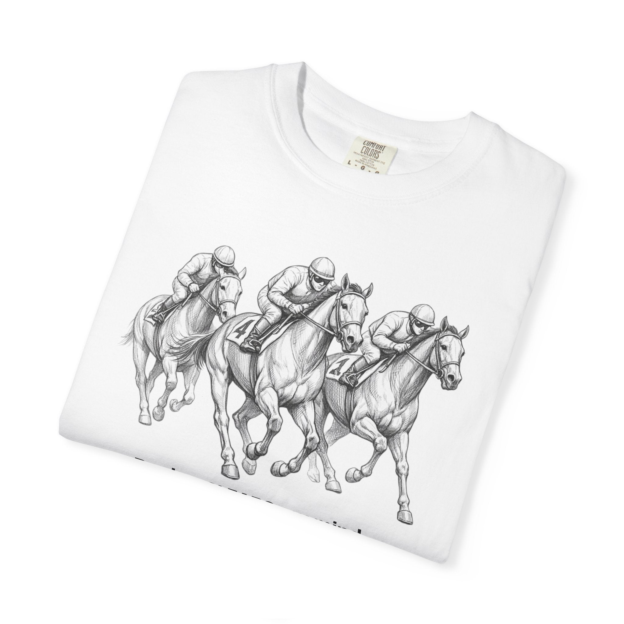 Horse Racing T-Shirt — "Racing CLEARS my mind faster than therapy" Graphic Tee