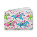 Horse Racing Clutch Bag — Colorful Jockey & Thoroughbred Print Wristlet