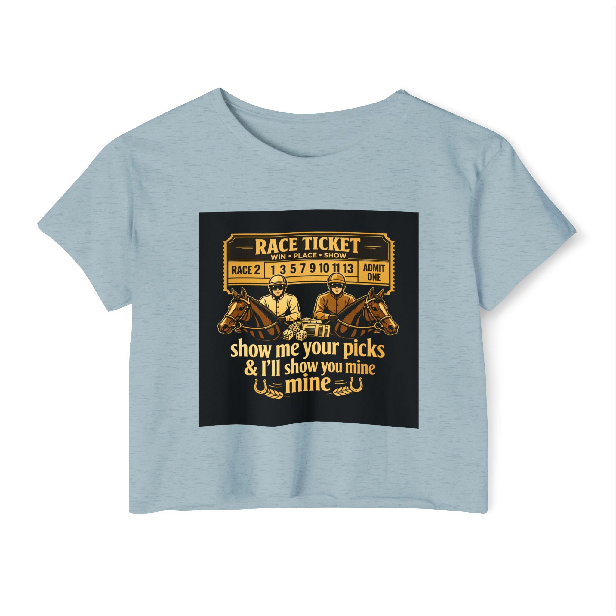 Race Ticket Crop Top — 'Show Me Your Picks & I'll Show You Mine' Horse Racing Tee