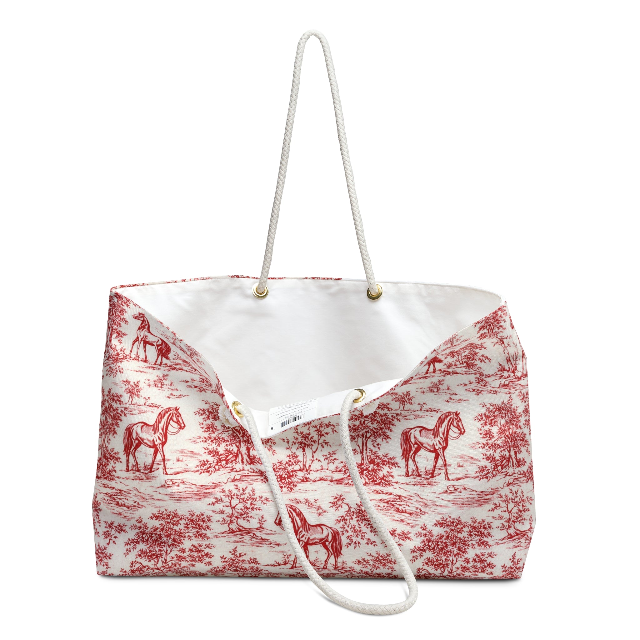 Toile Horse Weekender Bag — Vintage Equestrian Travel Tote