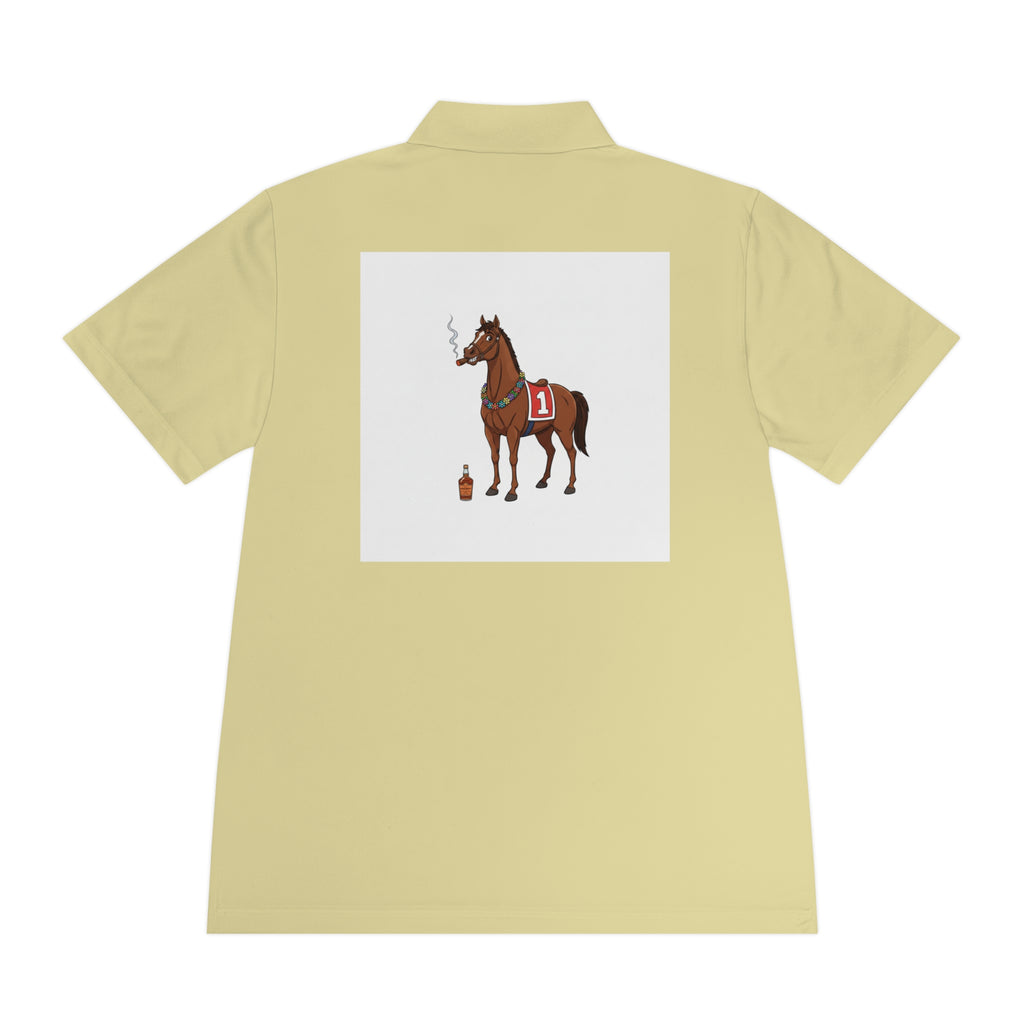 Horse Racing Polo Shirt — Vintage Jockey Saddle & Racing Horse Design
