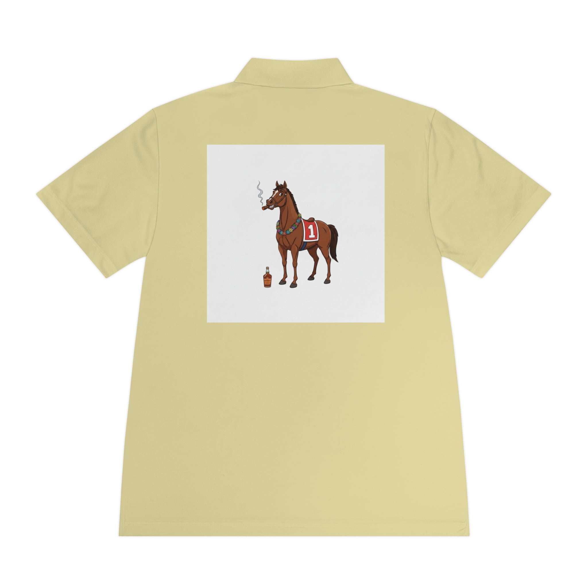 Horse Racing Polo Shirt — Vintage Jockey Saddle & Racing Horse Design