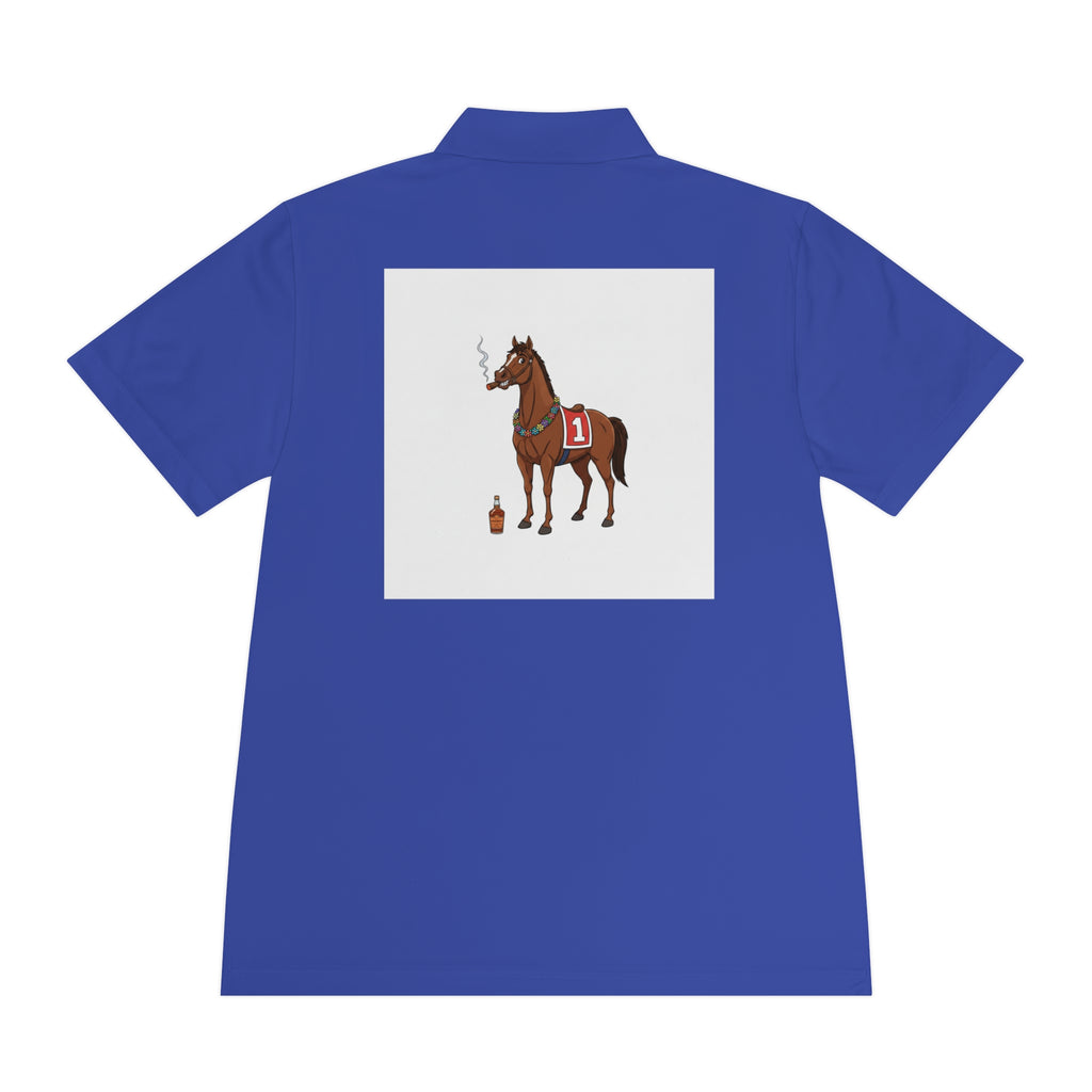 Horse Racing Polo Shirt — Vintage Jockey Saddle & Racing Horse Design