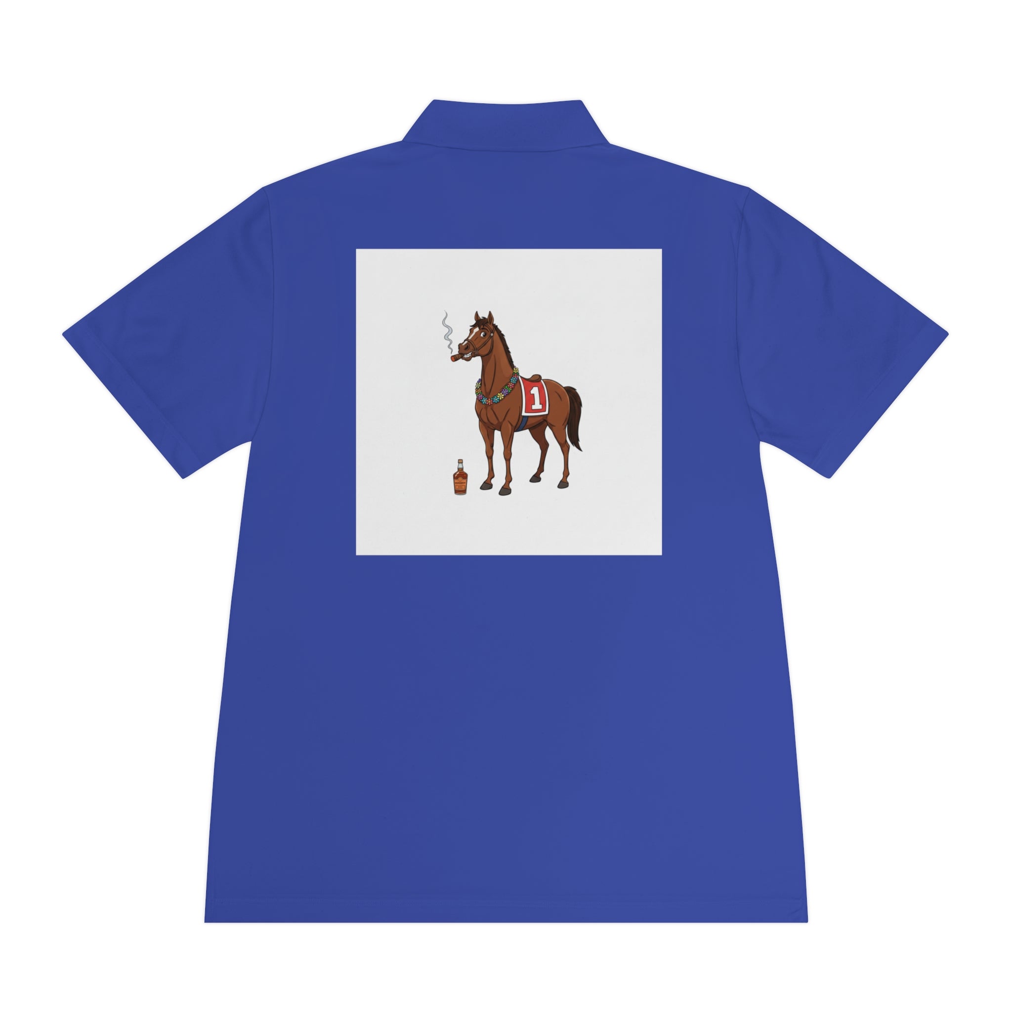 Horse Racing Polo Shirt — Vintage Jockey Saddle & Racing Horse Design
