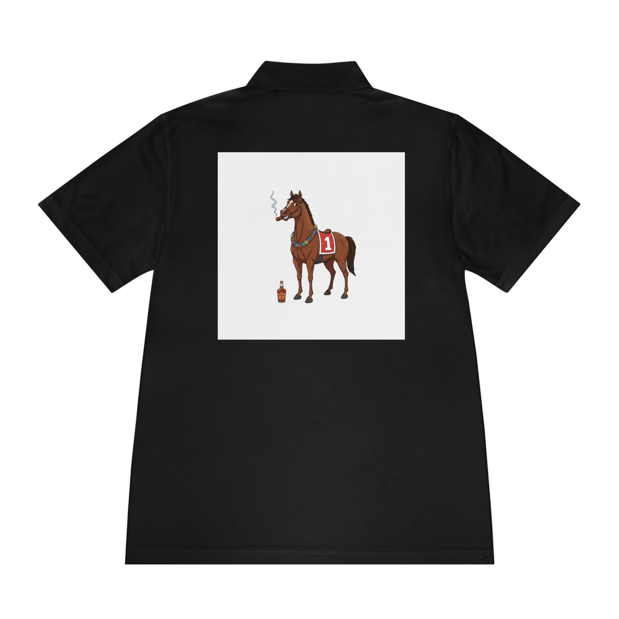 Horse Racing Polo Shirt — Vintage Jockey Saddle & Racing Horse Design