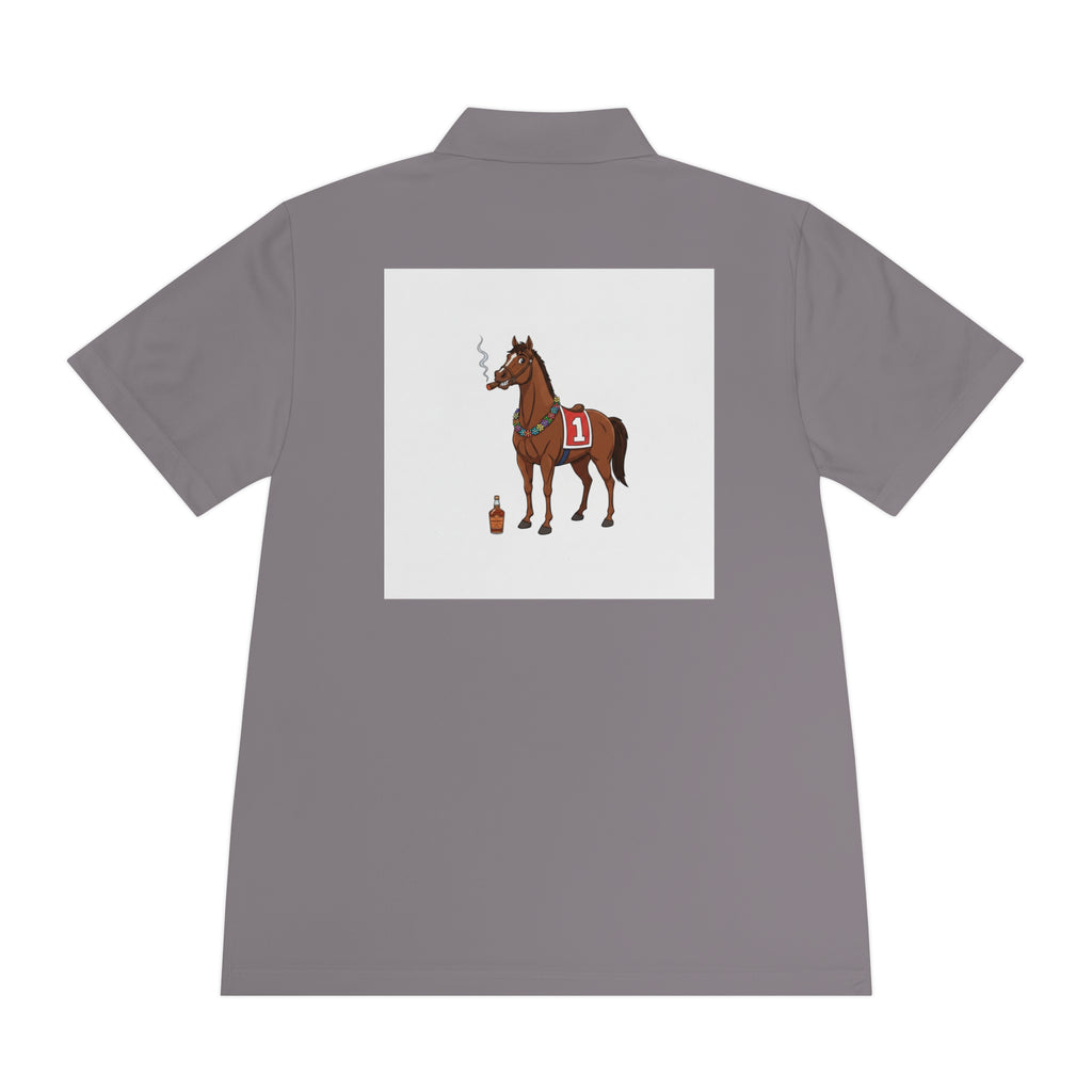 Horse Racing Polo Shirt — Vintage Jockey Saddle & Racing Horse Design