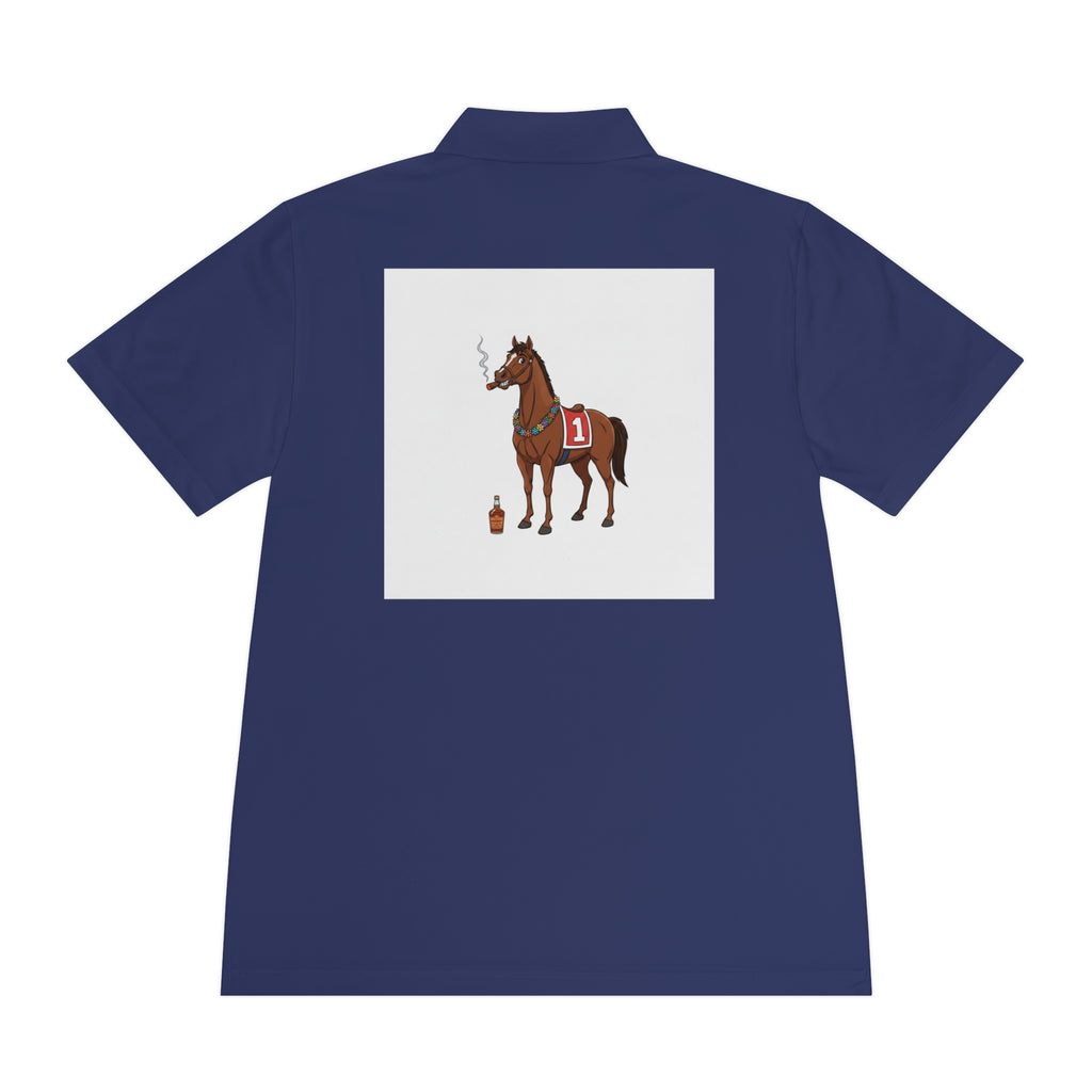 Horse Racing Polo Shirt — Vintage Jockey Saddle & Racing Horse Design