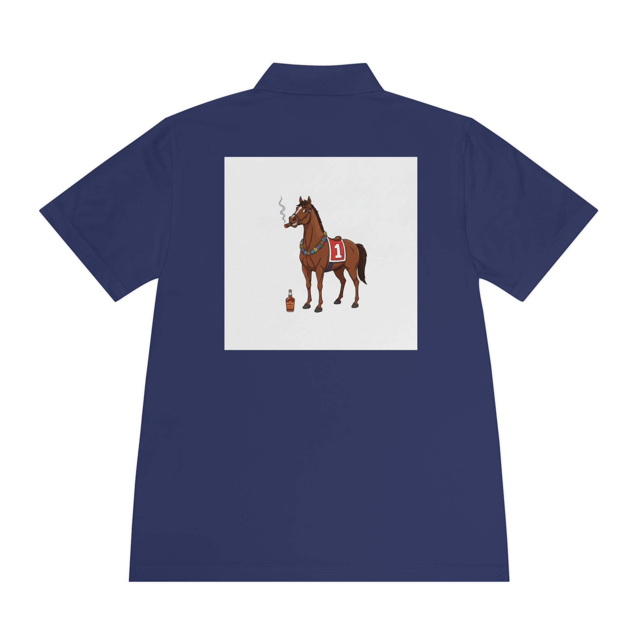 Horse Racing Polo Shirt — Vintage Jockey Saddle & Racing Horse Design