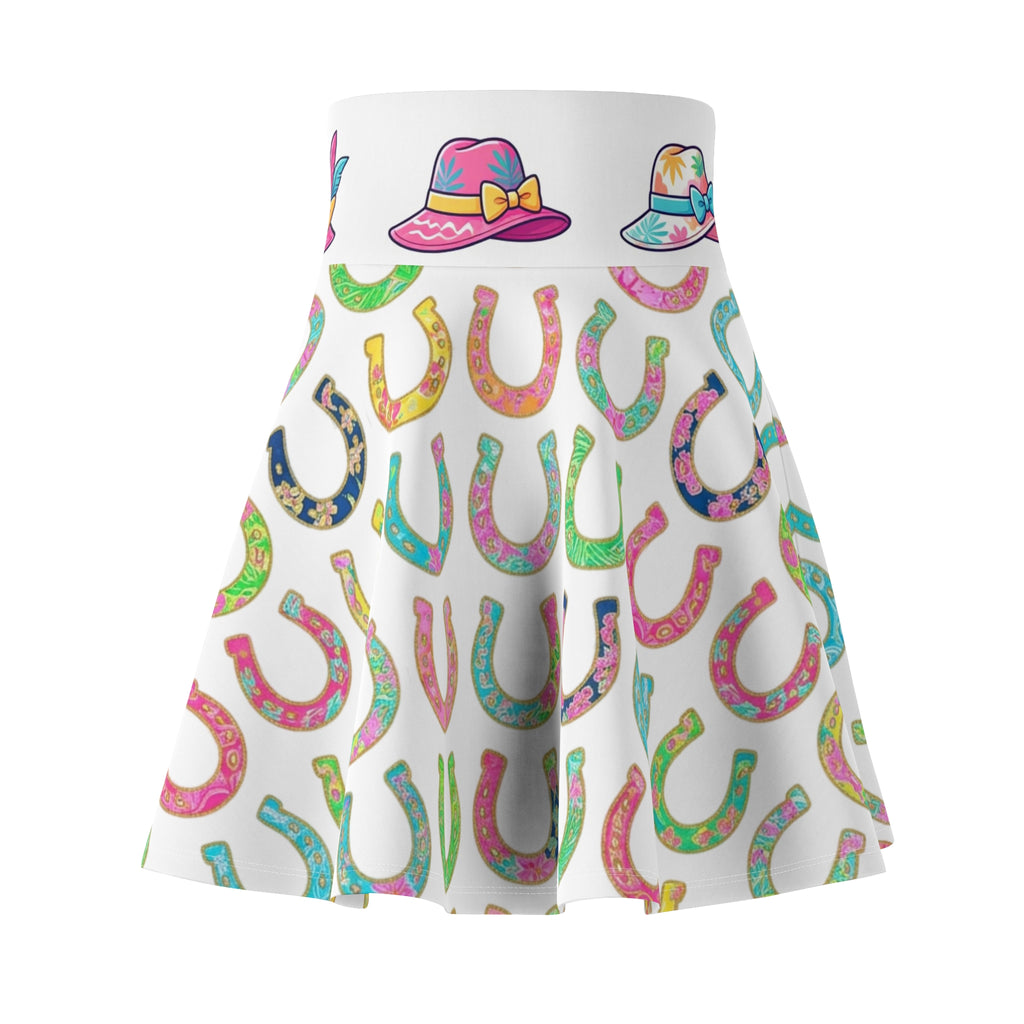 Lucky Horseshoe Skater Skirt — Pastel Country Western Print