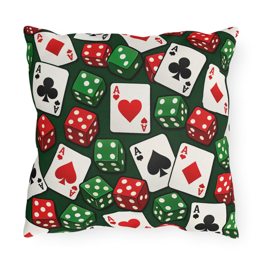 Casino Aces  Dice Outdoor Pillow — Poker Themed