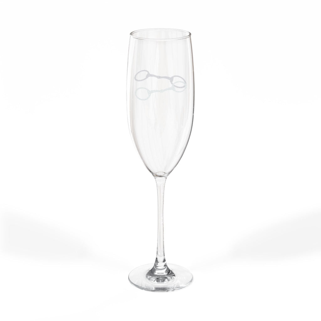 Engraved Champagne Flute 8oz  Snaffle horse Bit Design