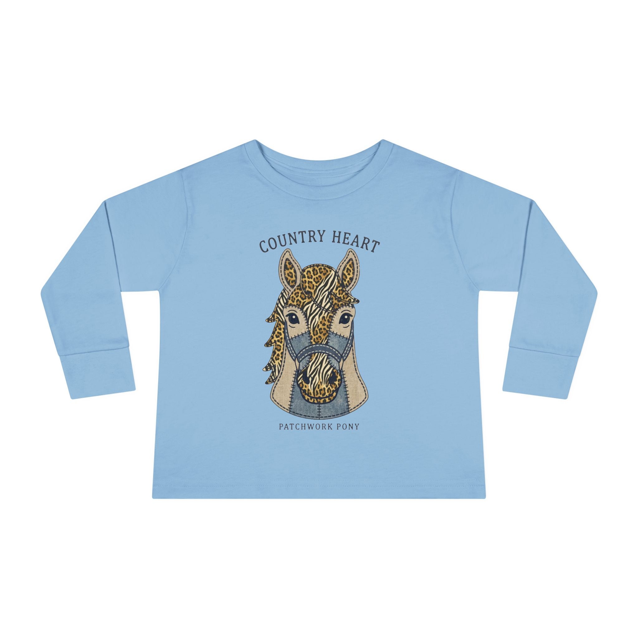 Toddler Long Sleeve Tee — 'Country Heart' Horse Graphic Shirt for Kids