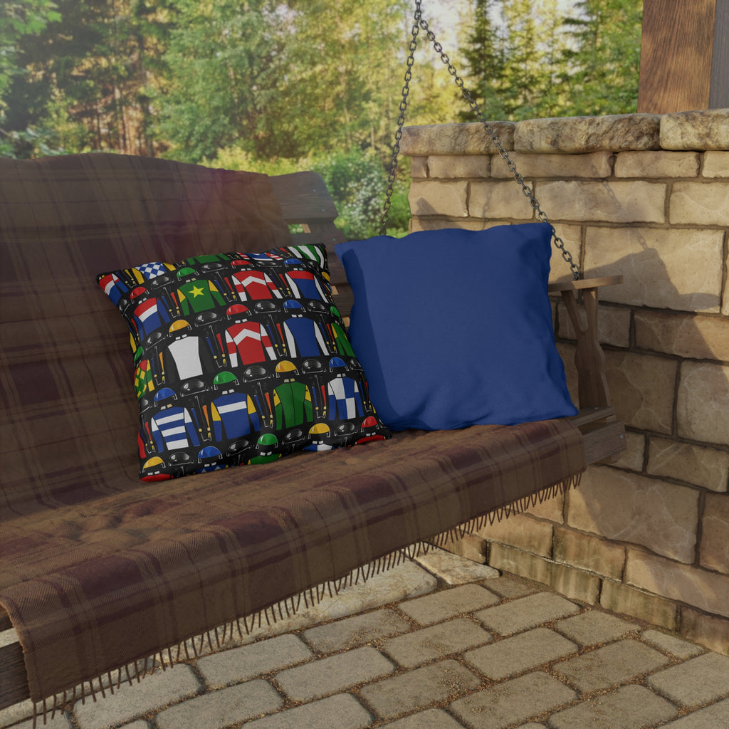 Jockey Silks Pattern Outdoor Pillow Horse Racing