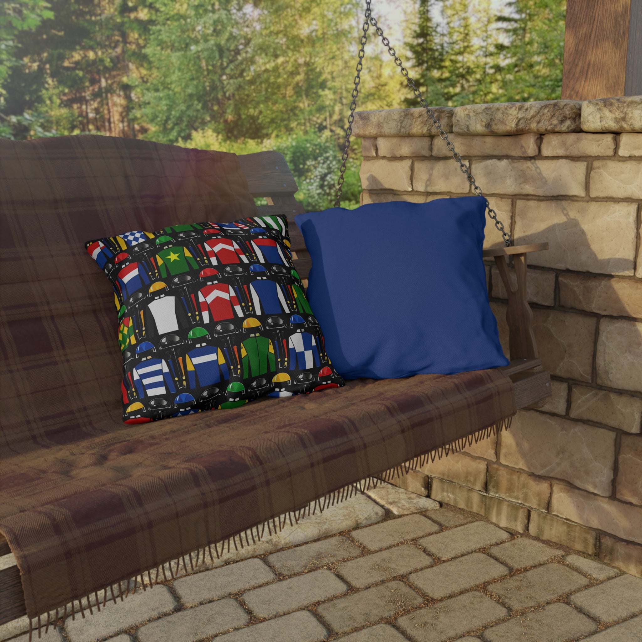 Jockey Silks Pattern Outdoor Pillow Horse Racing