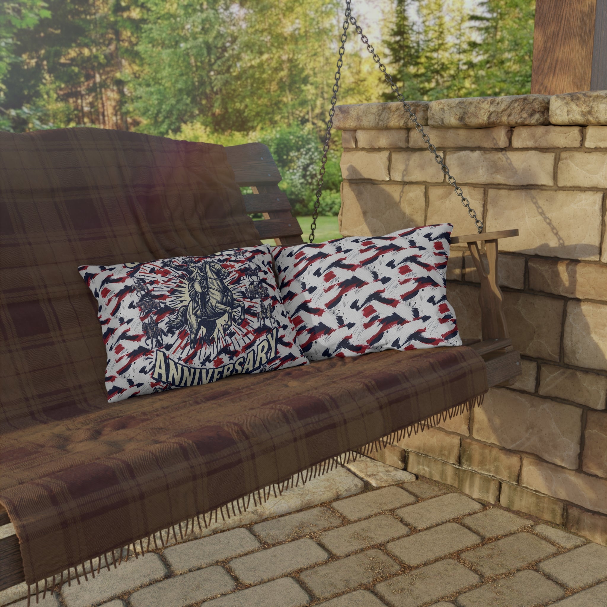 USA 250th Anniversary Outdoor Pillow — Patriotic Red White Blue Decor