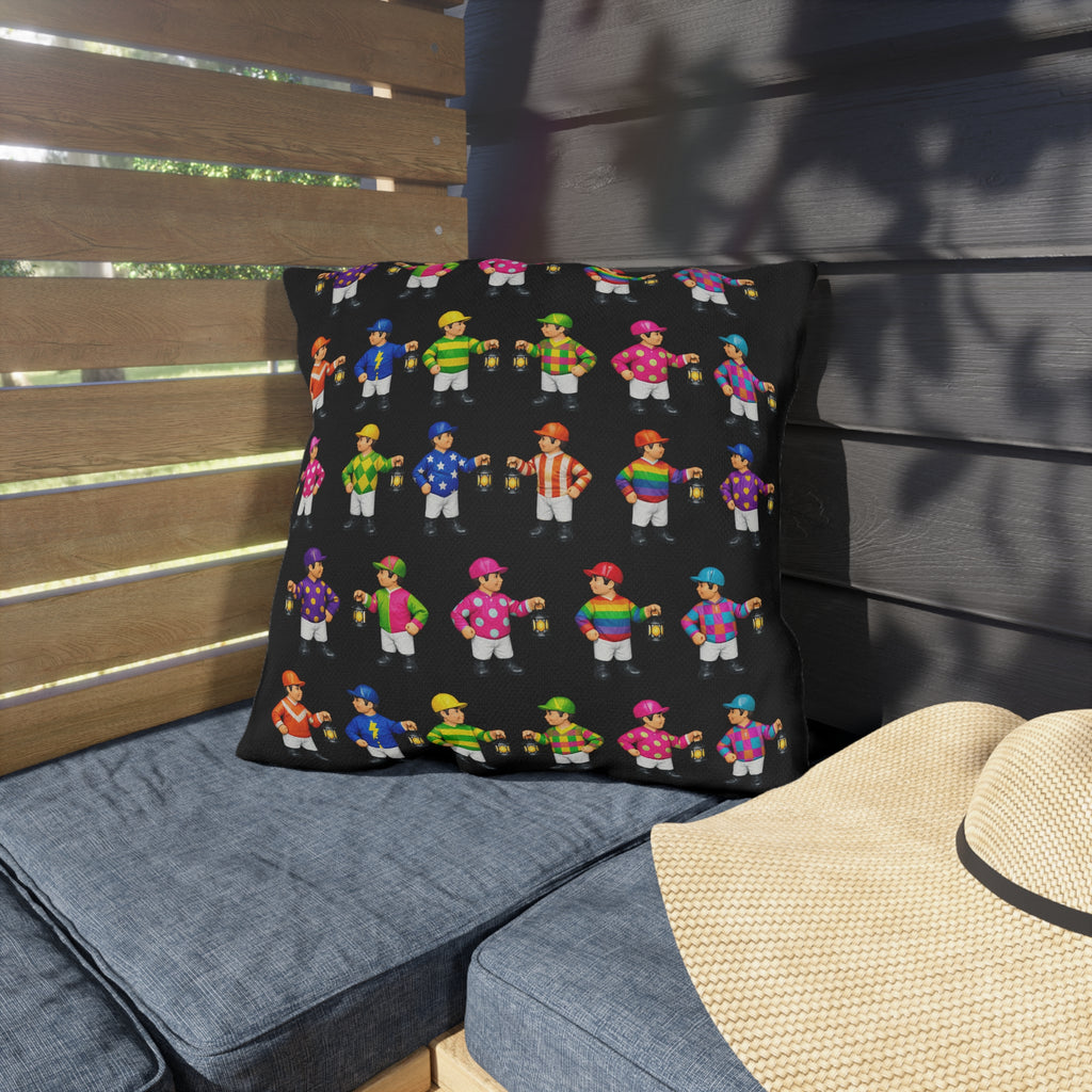 Colorful Comical Lawn Jockey Pattern Outdoor Pillow