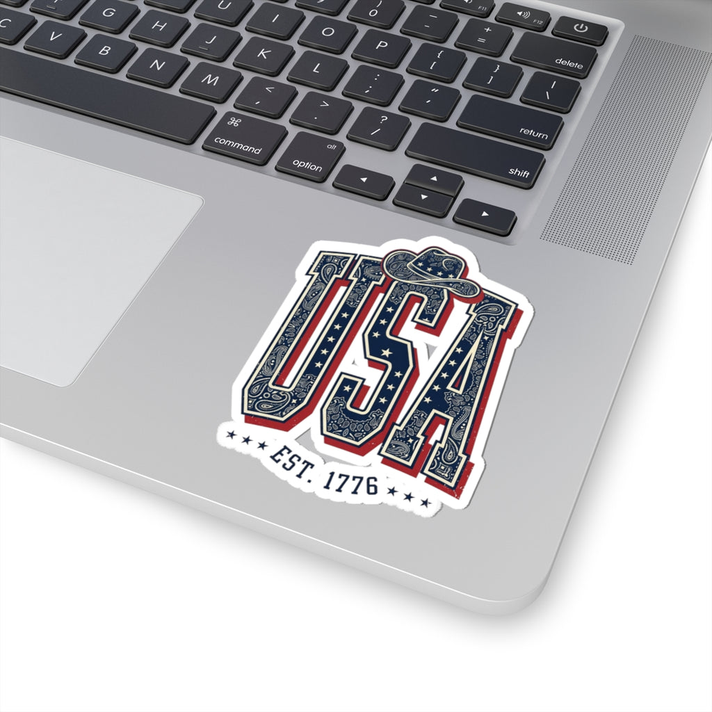 USA Patriotic Bandana Lettering Sticker | 4th of July Americana