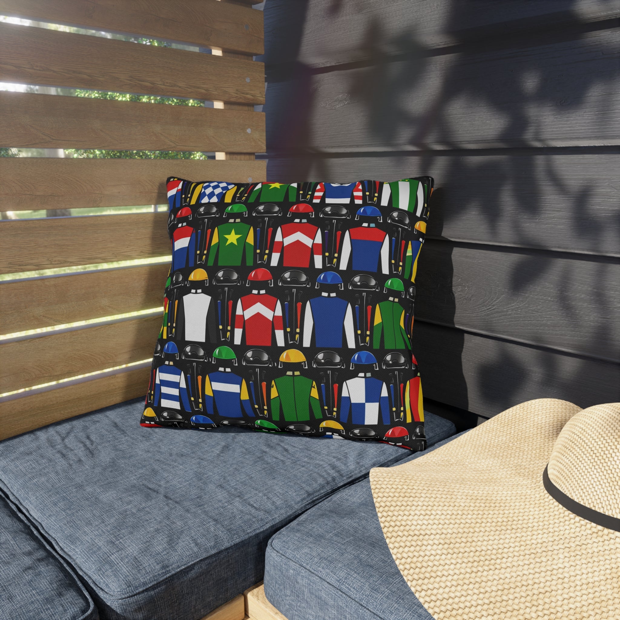 Jockey Silks Pattern Outdoor Pillow Horse Racing
