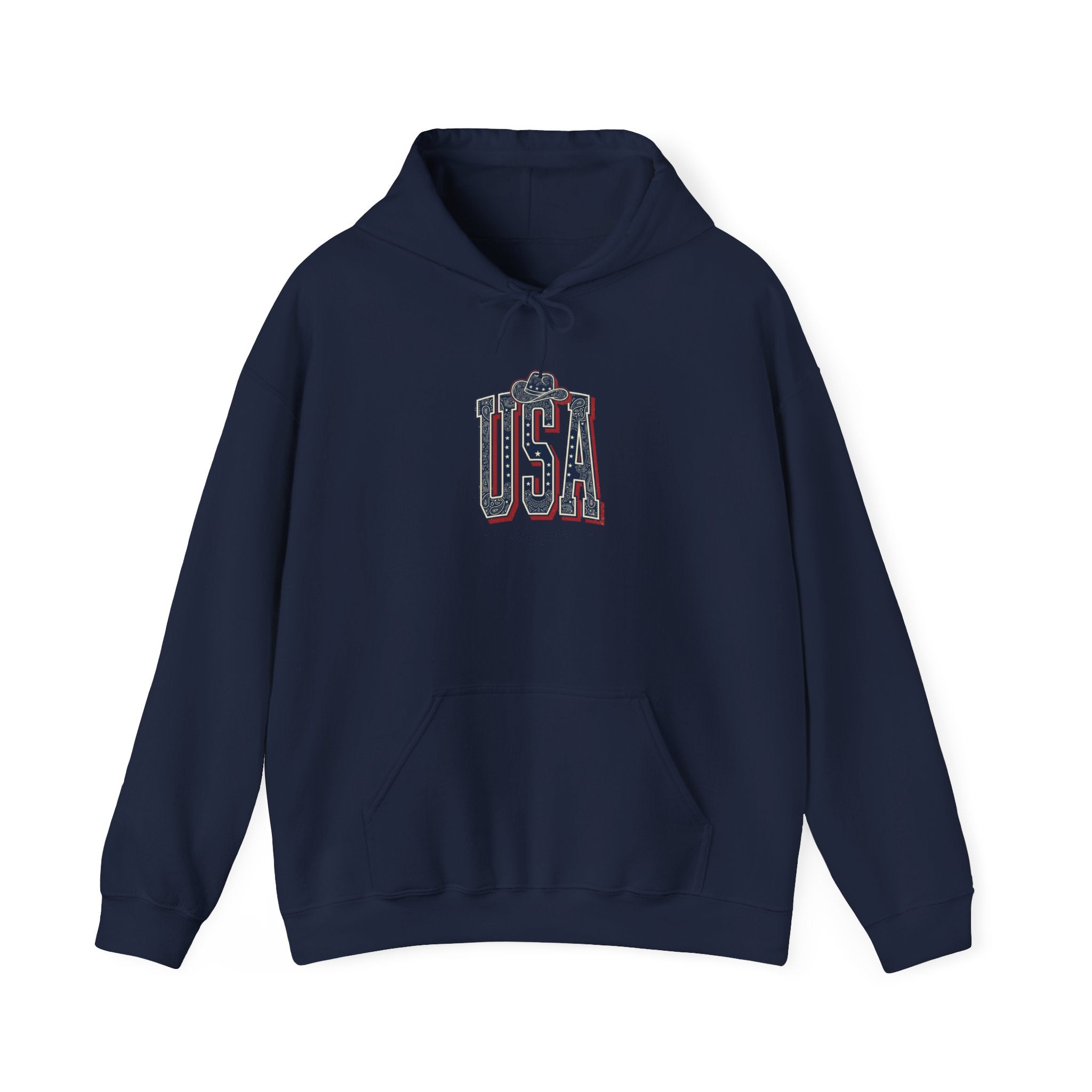 Vintage USA Typography Hoodie | 4th of July Patriotic Americana