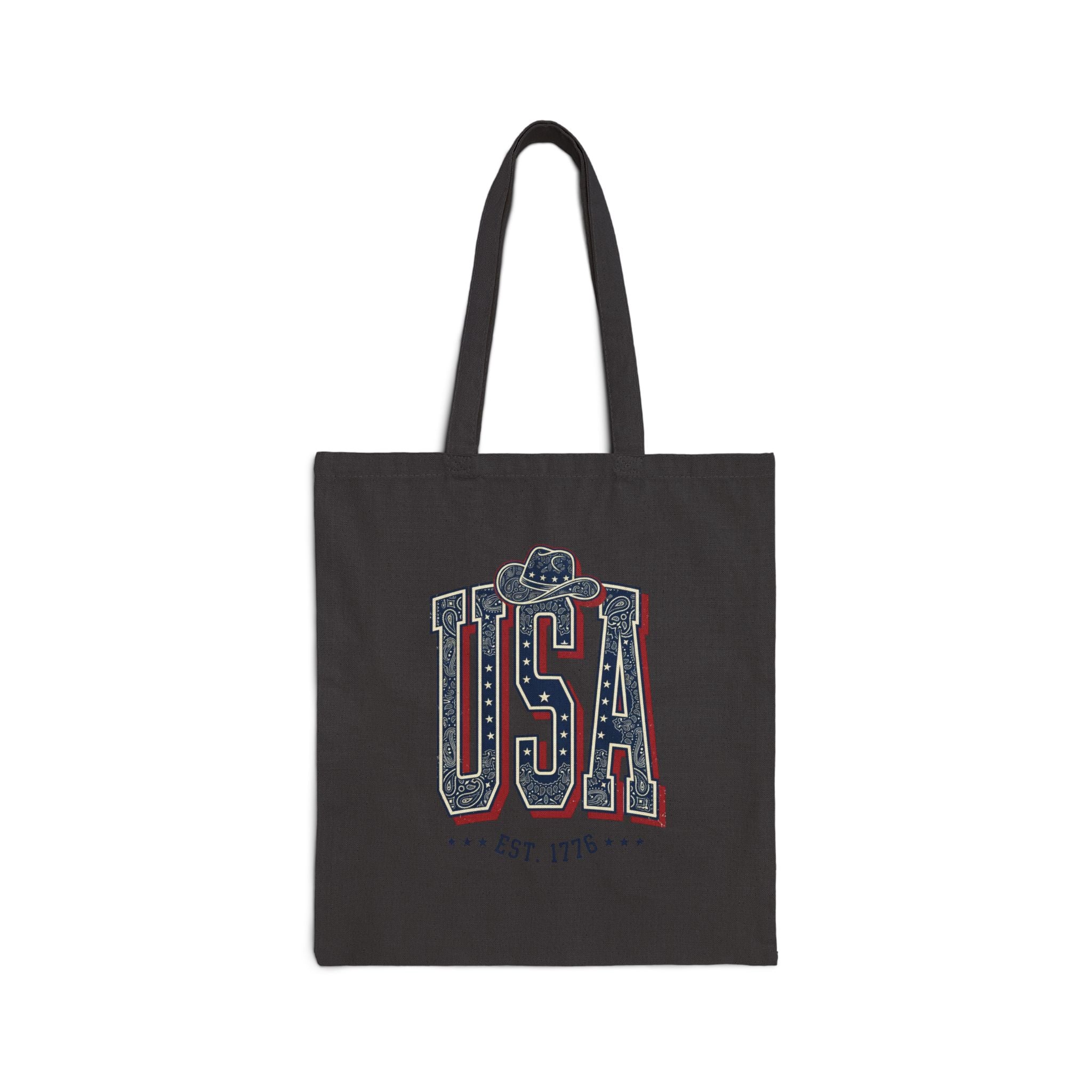 Vintage USA Typography Tote | 4th of July Americana, Stars & Denim Palette