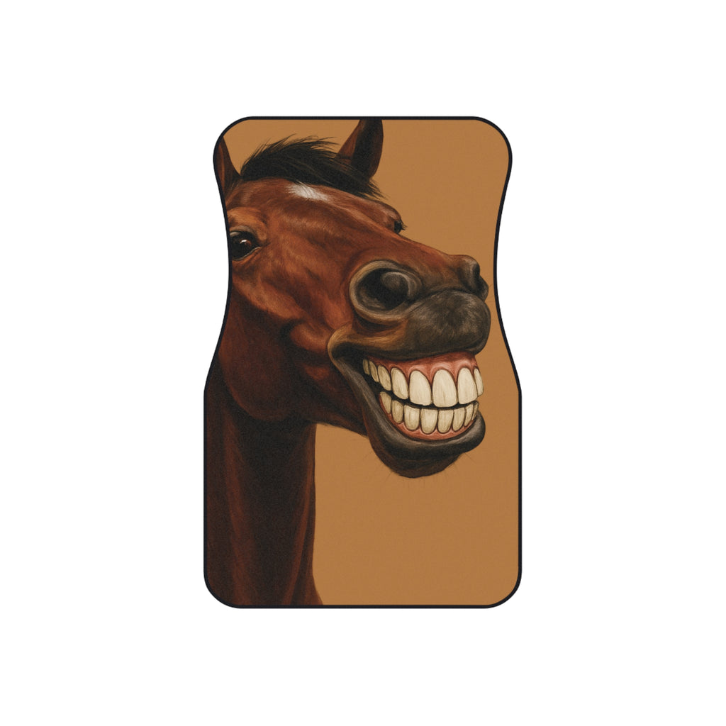 Funny Grinning Horse Car Mats — Front Seat Auto Floor Mats (2-Pack)