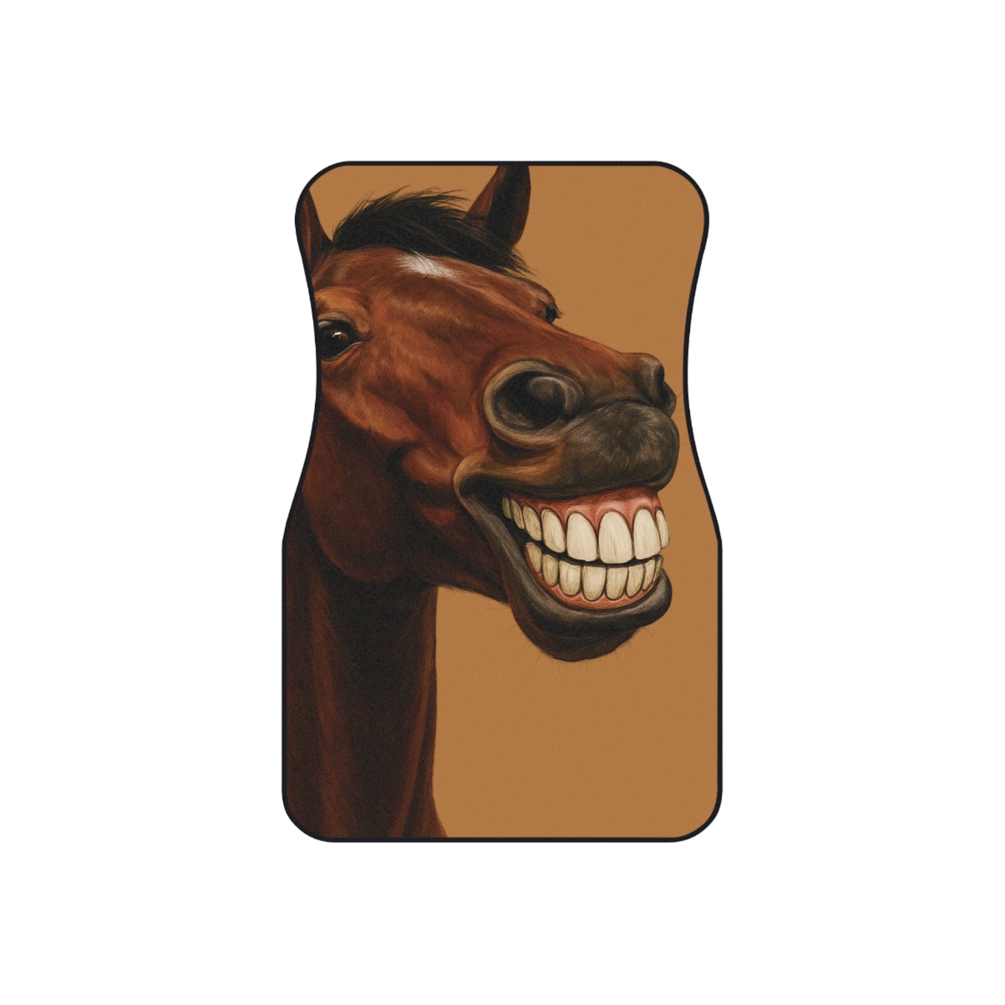 Funny Grinning Horse Car Mats — Front Seat Auto Floor Mats (2-Pack)