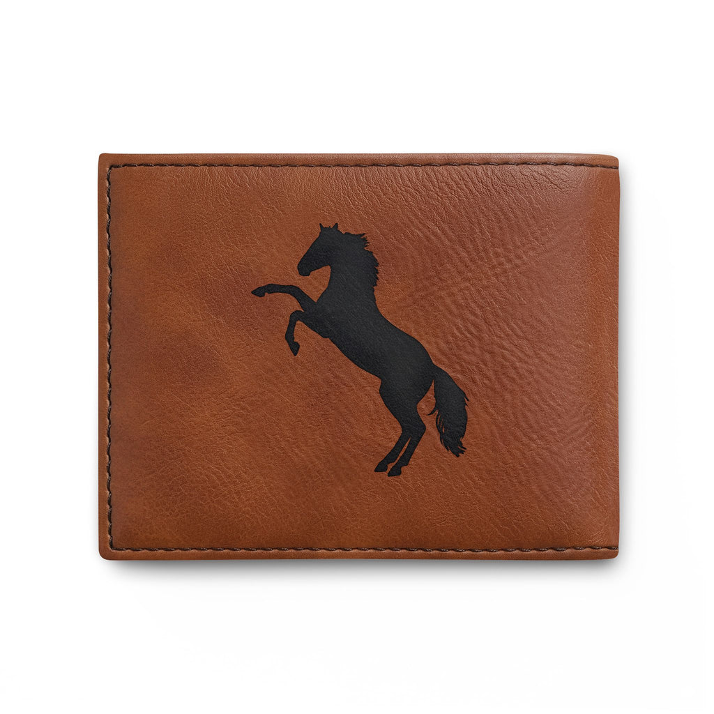 Rearing Horse Bi-Fold Wallet — Leather Wallet with Flip, Equestrian Gift