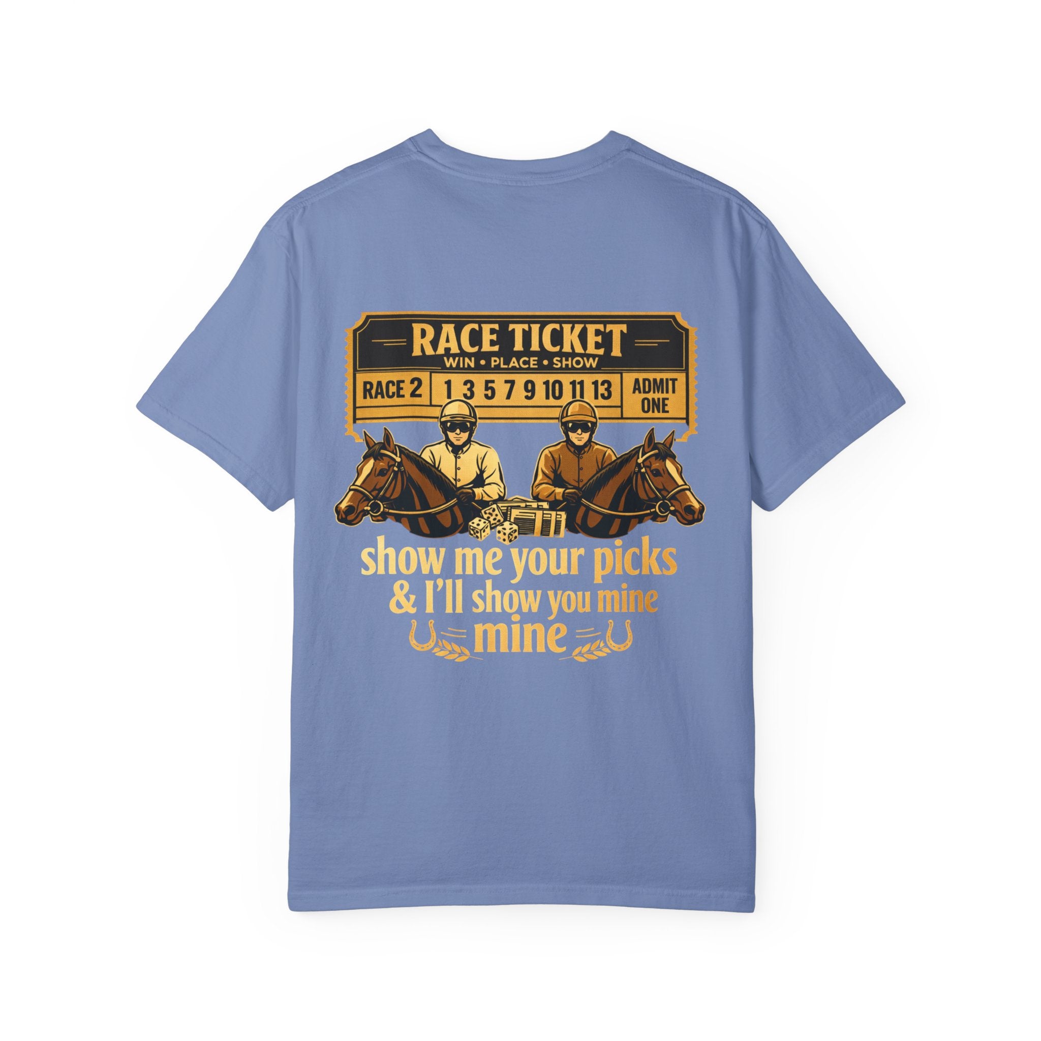 Horse Racing T-Shirt — "Show Me Your Picks" Vintage Race Ticket Design