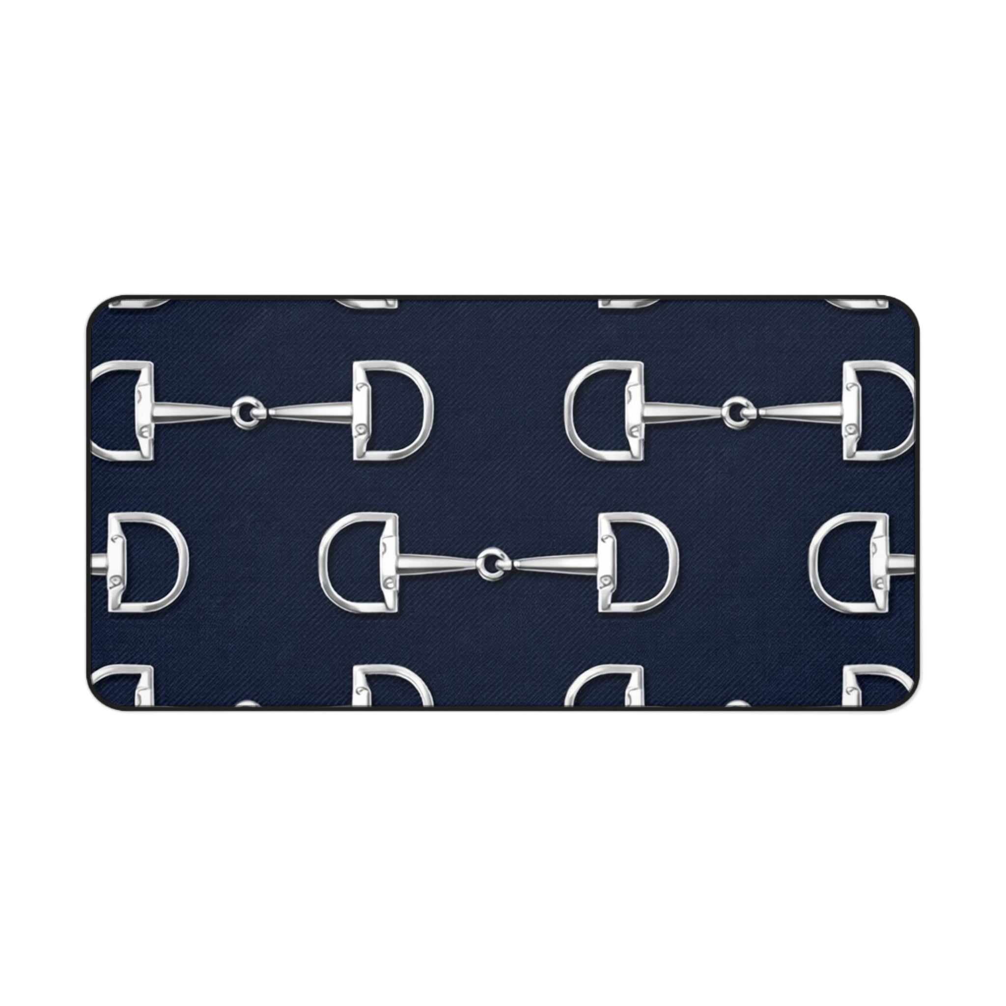 Equestrian Bit Pattern Desk Mat — Navy Horse Bit Mouse Pad