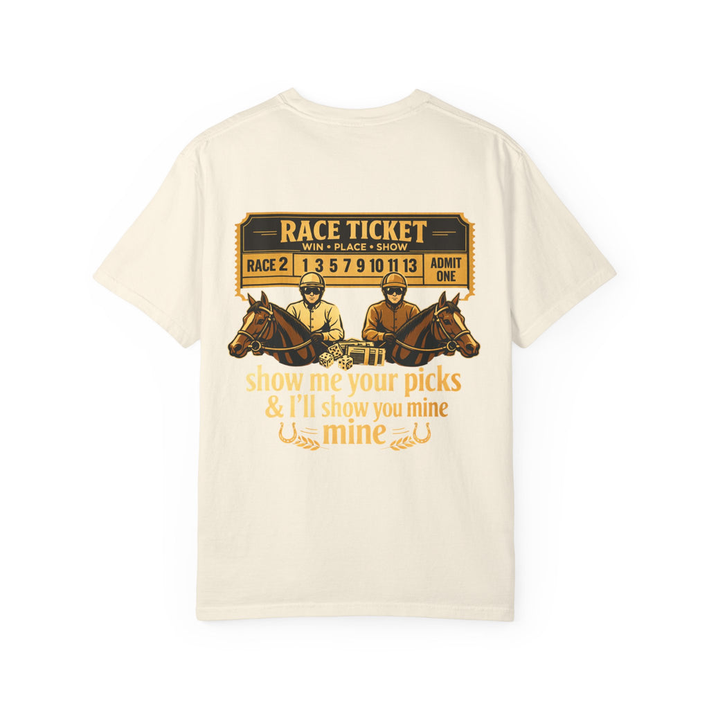 Horse Racing T-Shirt — "Show Me Your Picks" Vintage Race Ticket Design