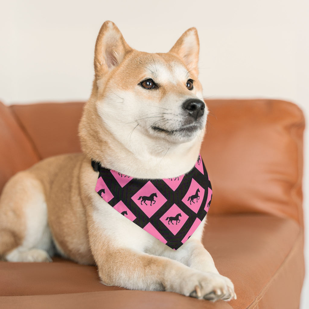 Pink Horse Diamond Pet Bandana Collar — Stylish Dog & Cat Accessory