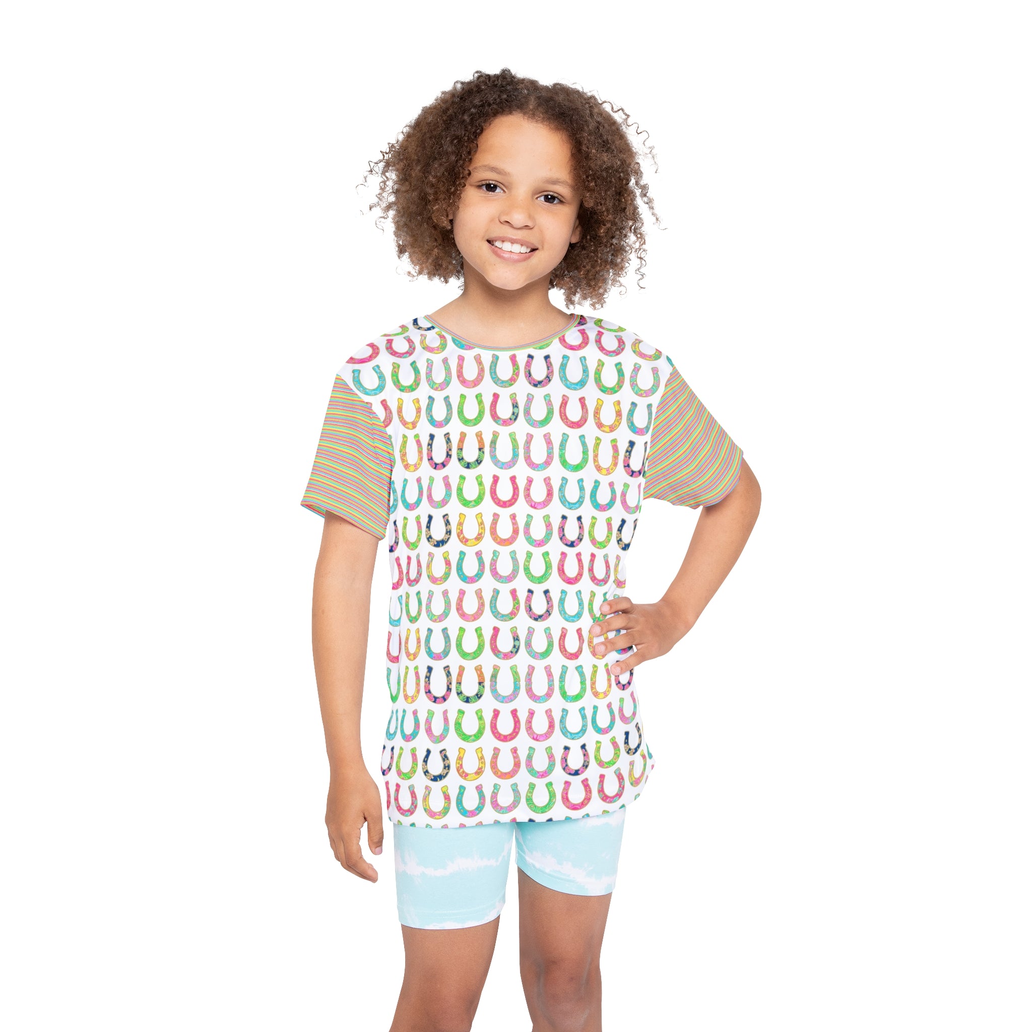 Kids Jersey — Colorful Horseshoe All-Over Print Sports Tee