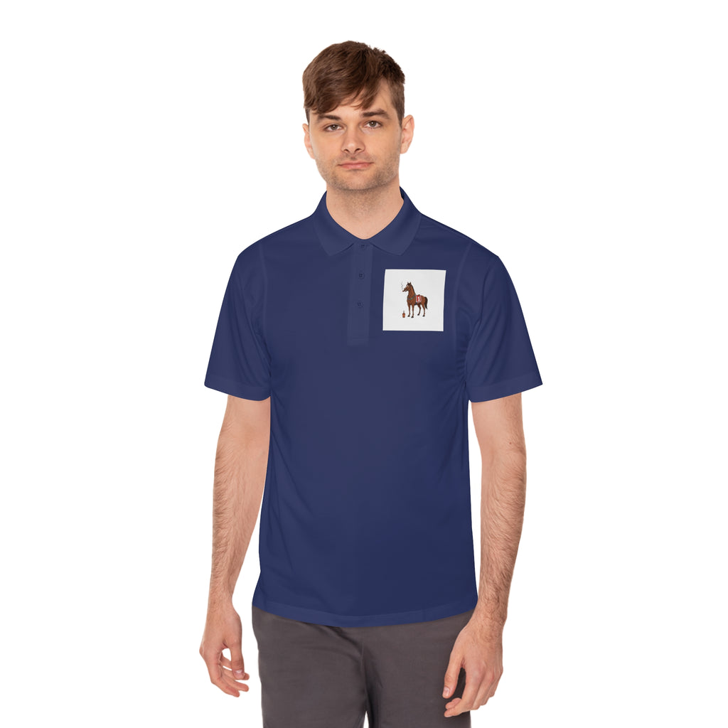 Horse Racing Polo Shirt — Vintage Jockey Saddle & Racing Horse Design