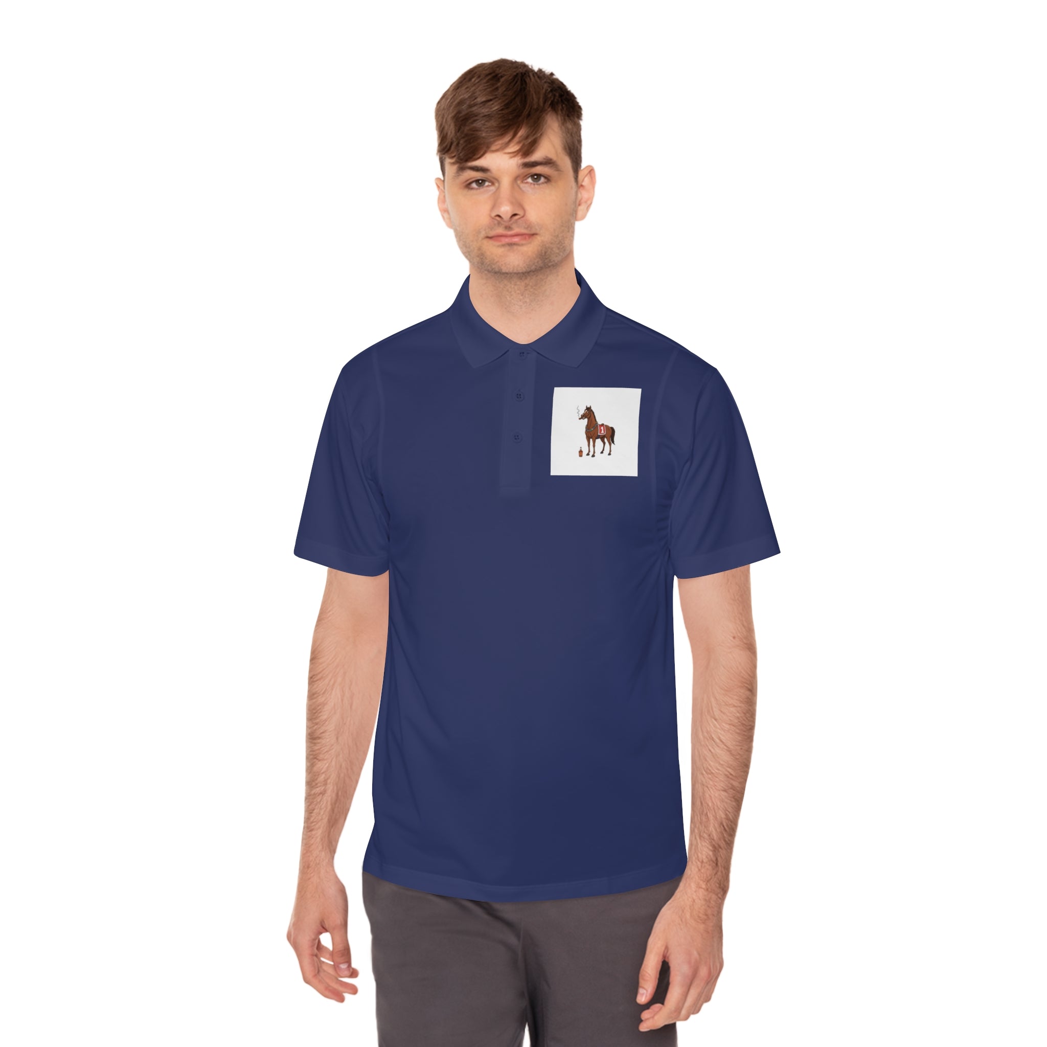 Horse Racing Polo Shirt — Vintage Jockey Saddle & Racing Horse Design