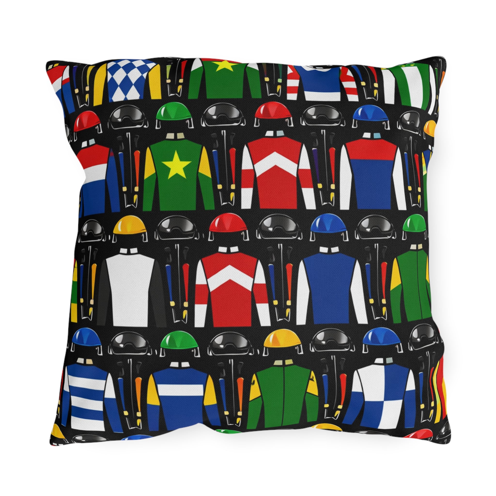 Jockey Silks Pattern Outdoor Pillow Horse Racing