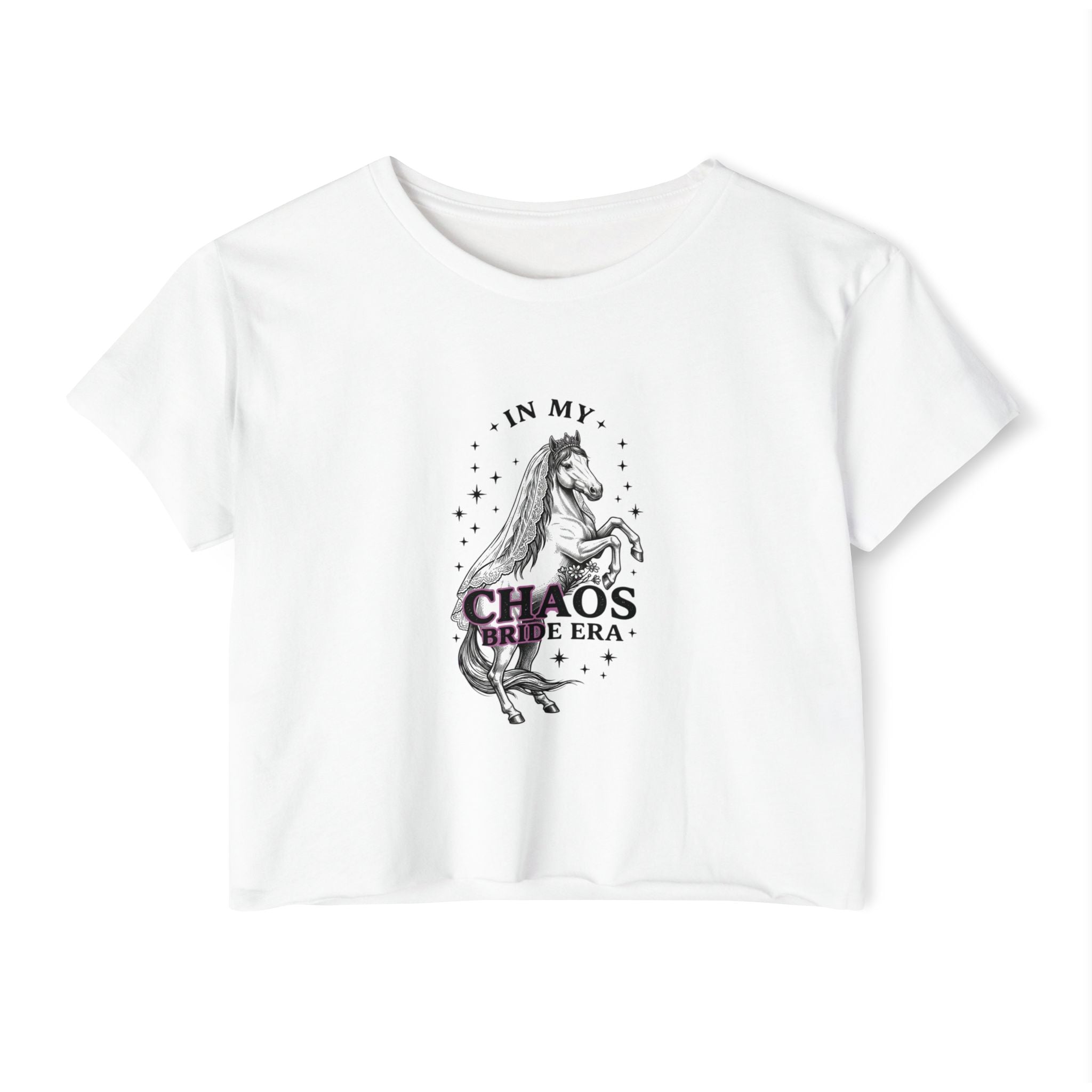 Festival Crop Top — “In My Chaos Era” Prancing Unicorn Graphic