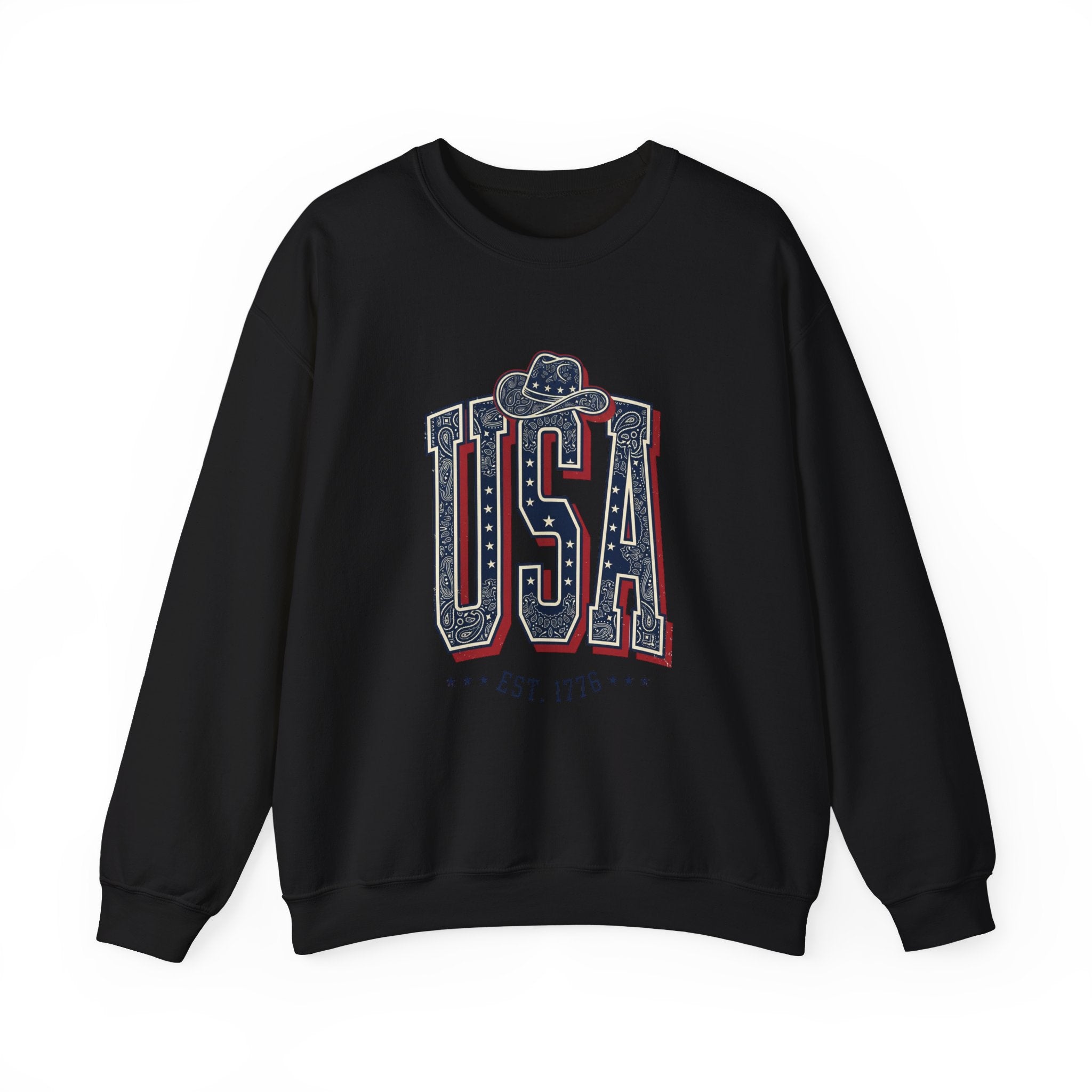 USA Vintage Americana Crewneck Sweatshirt | 4th of July Stars & Red White Blue