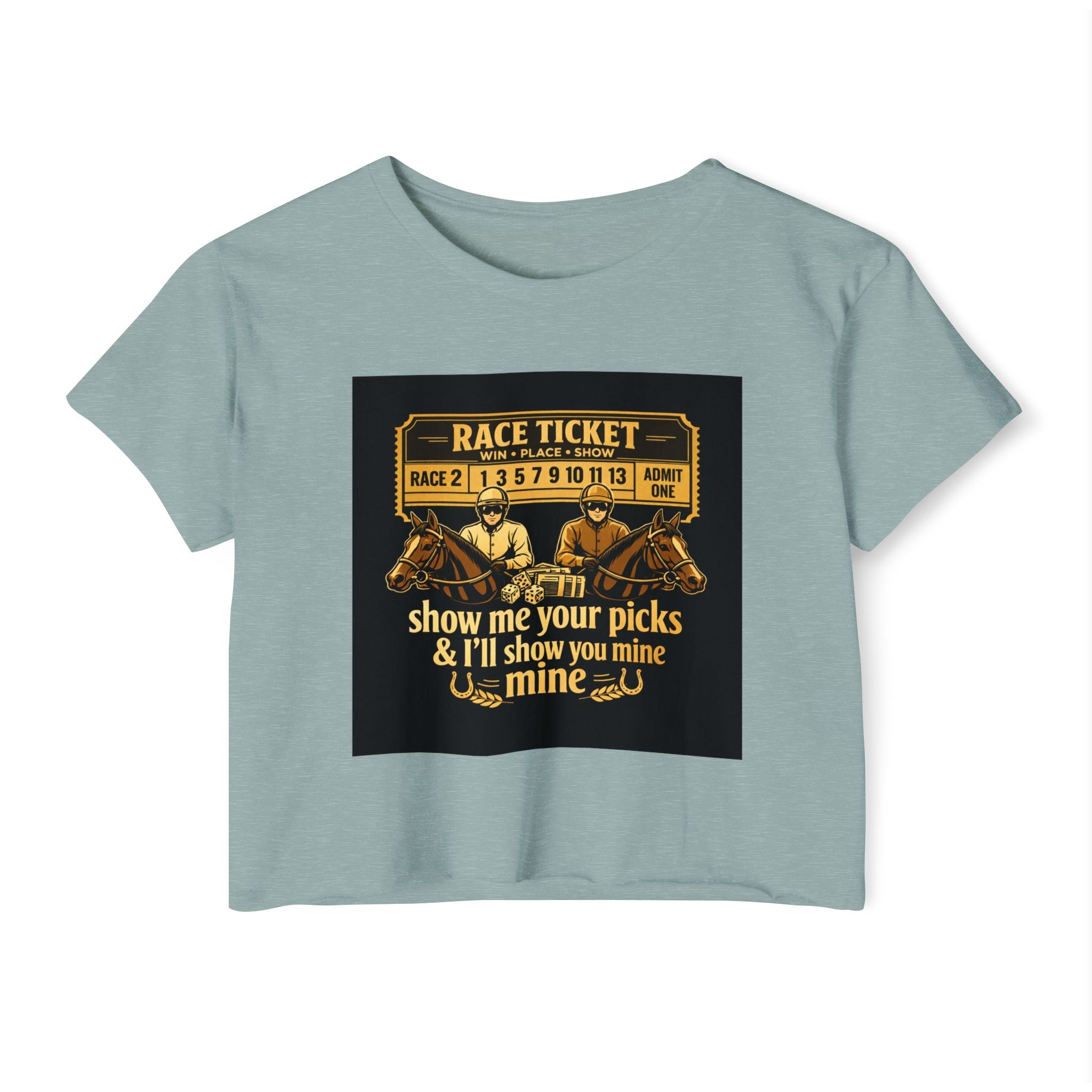 Race Ticket Crop Top — 'Show Me Your Picks & I'll Show You Mine' Horse Racing Tee