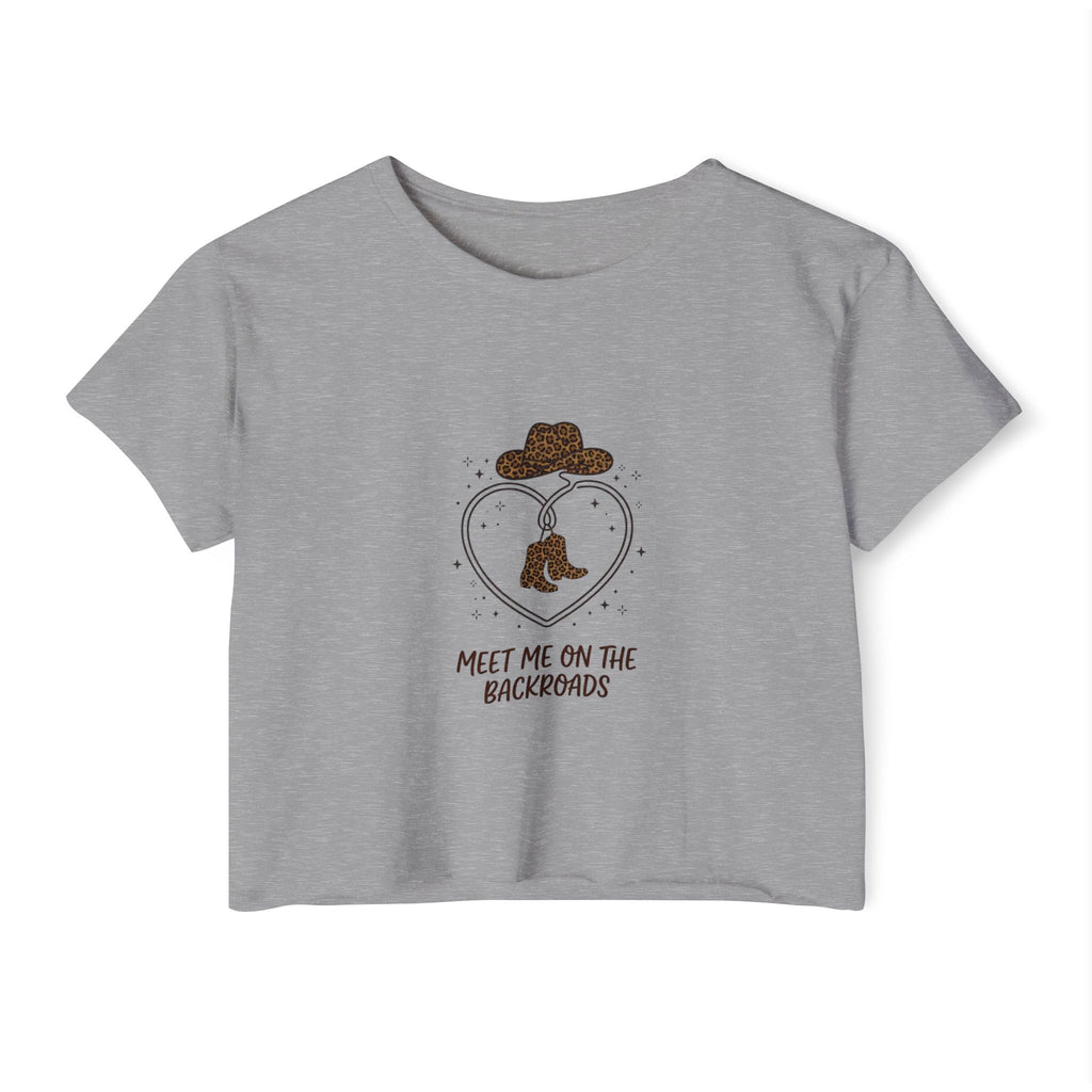 Festival Crop Top — "Meet Me on the Backroads" Country Cowgirl Graphic