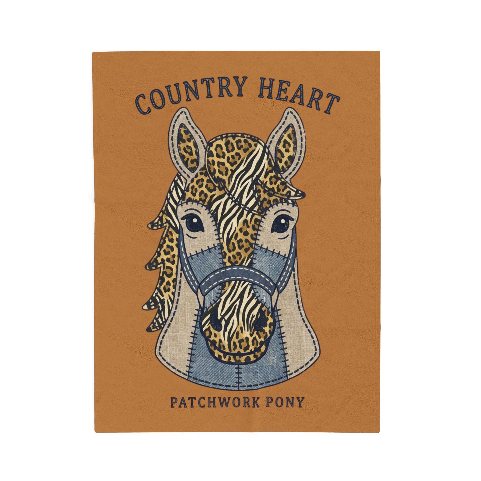 Country Heart Patchwork Pony Velveteen Plush Blanket