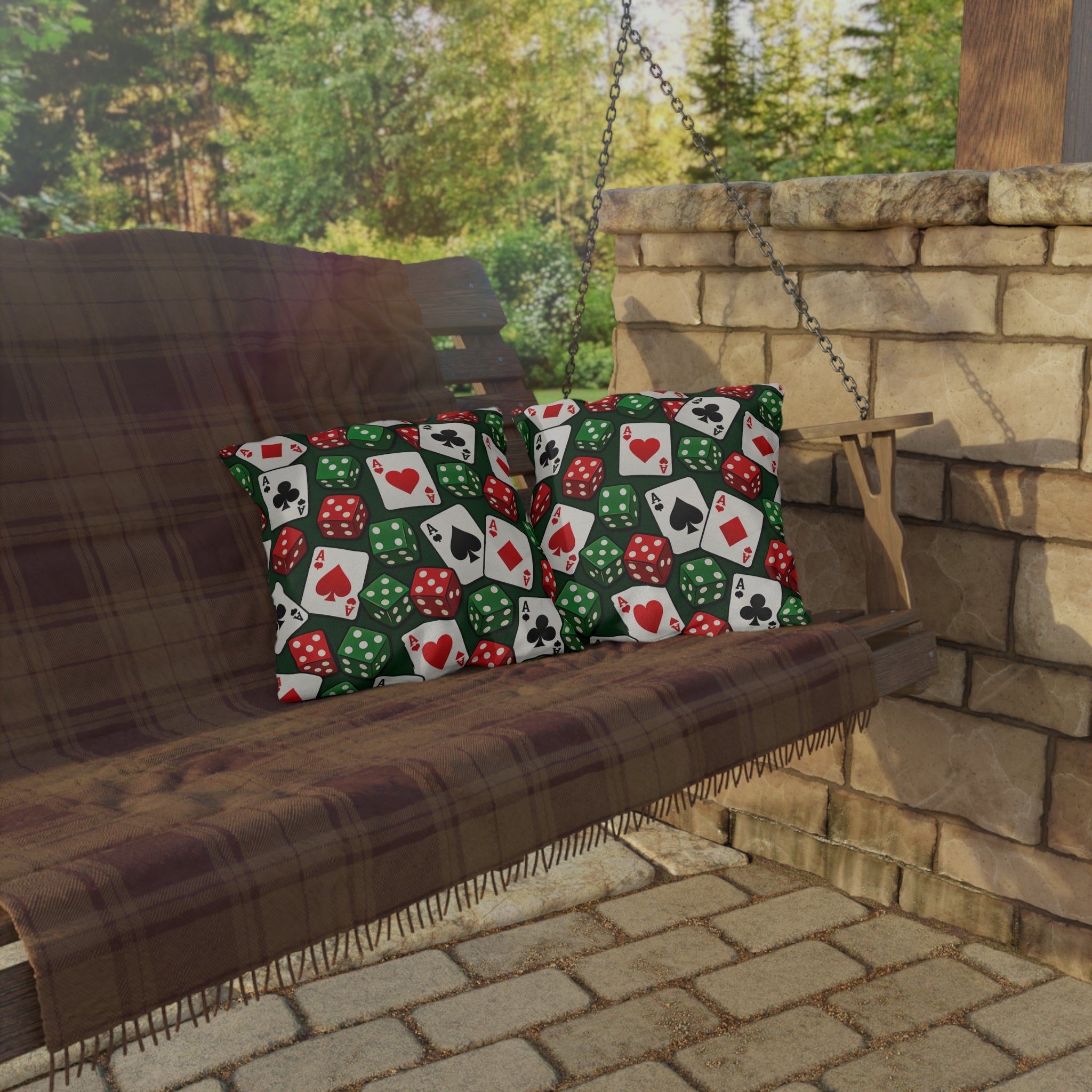 Casino Aces  Dice Outdoor Pillow — Poker Themed