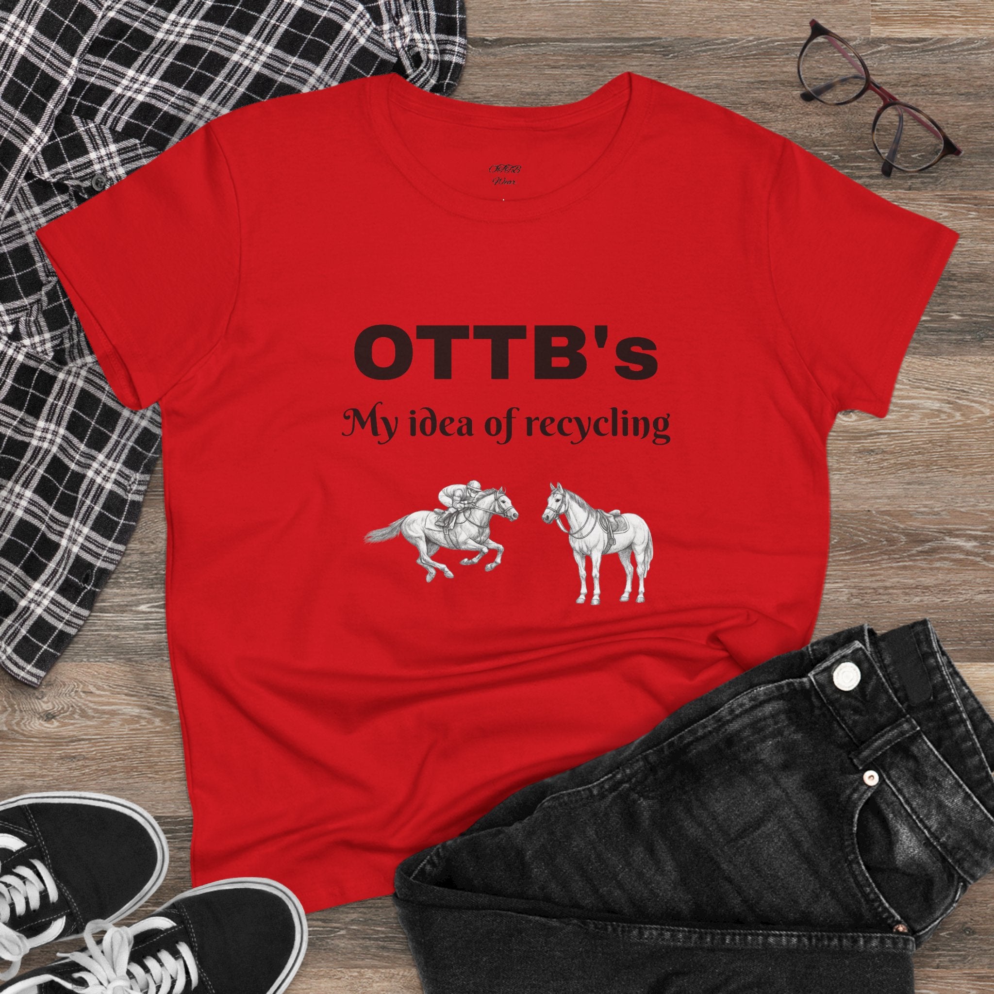 OTTB's Horse T-Shirt - "My idea of recycling" Funny Off-Track Thoroughbred Tee for Equestrians