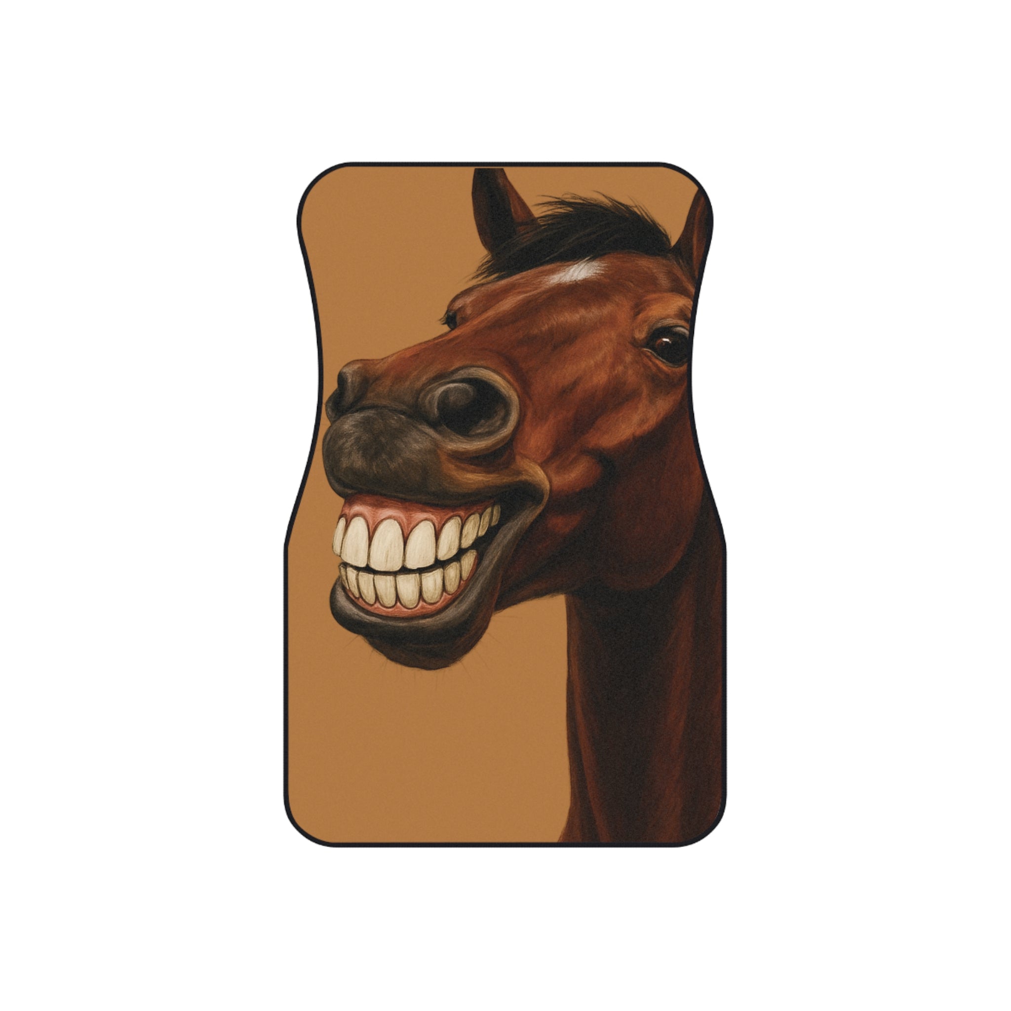 Funny Grinning Horse Car Mats — Front Seat Auto Floor Mats (2-Pack)