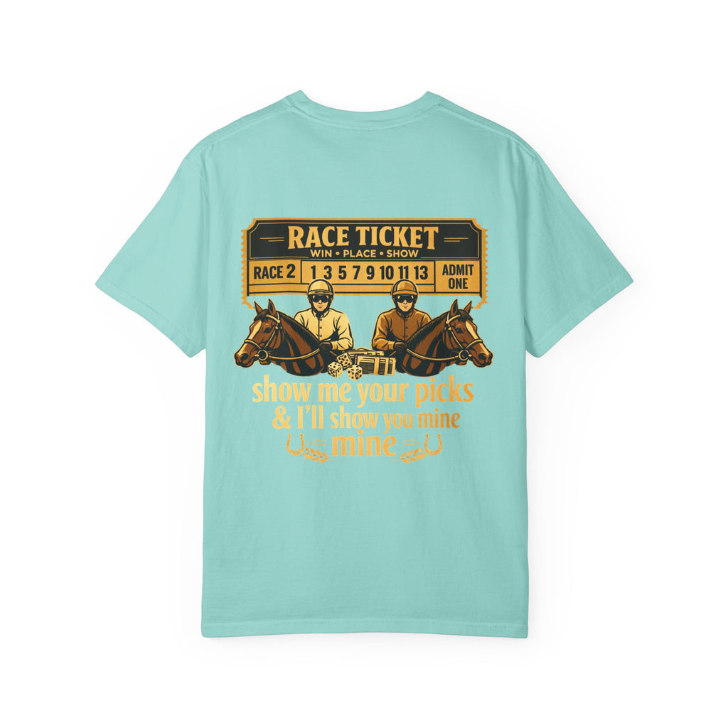 Horse Racing T-Shirt — "Show Me Your Picks" Vintage Race Ticket Design