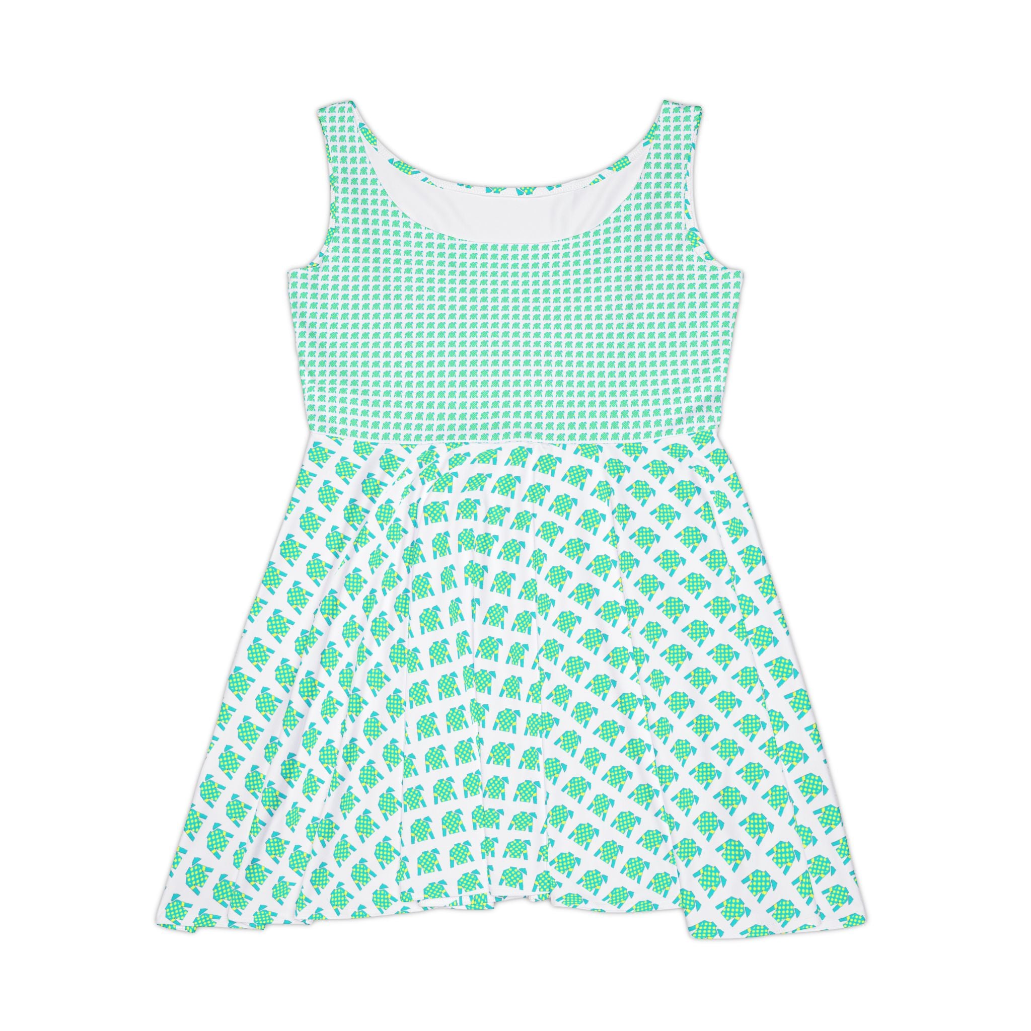 Mint Green jockey silks Print Skater Dress
