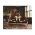 Regal German Shepherd Canvas Wall Art — King Dog on Fancy Sofa Matte Stretched Print