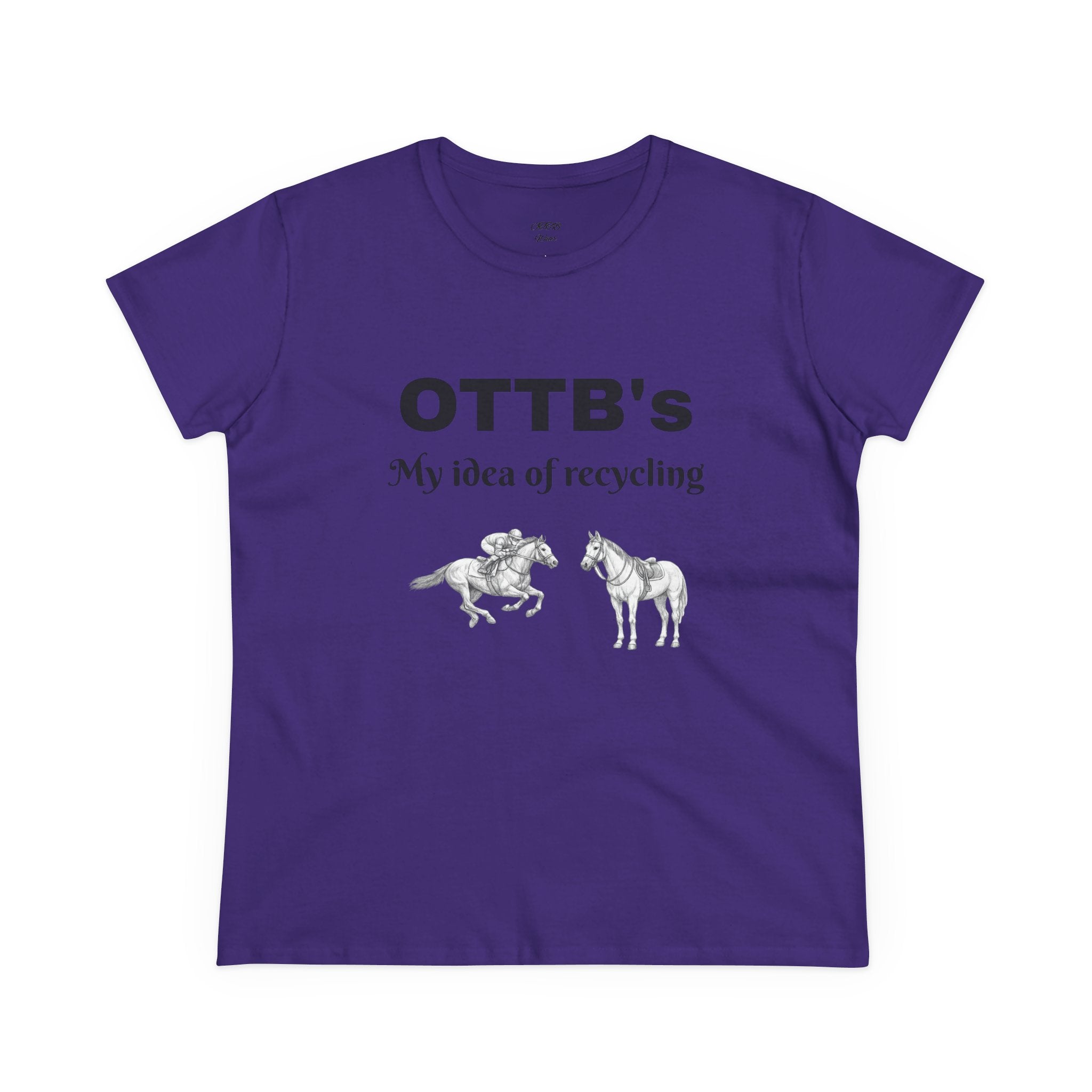 OTTB's Horse T-Shirt - "My idea of recycling" Funny Off-Track Thoroughbred Tee for Equestrians